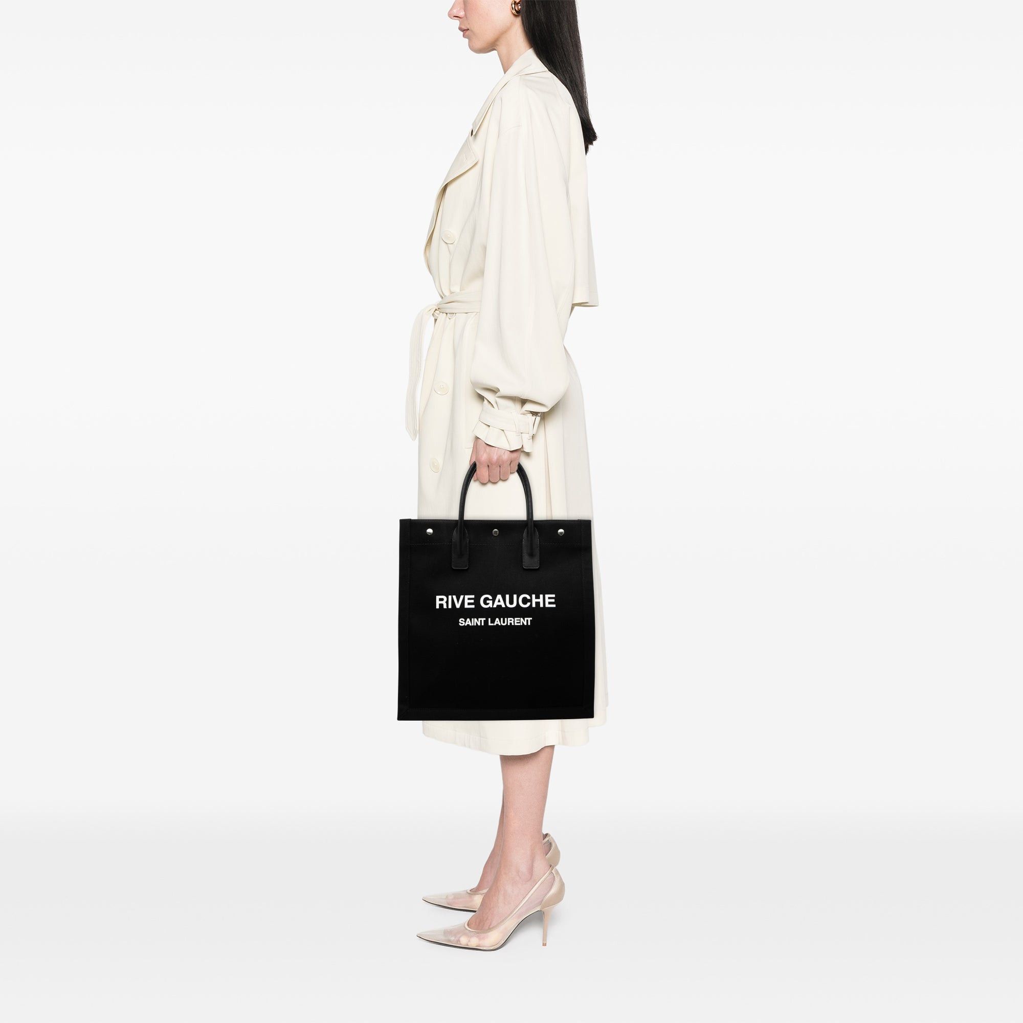 Saint Laurent Paris Canvas Rive Gauche North South Tote Size ONE SIZE - 7 Thumbnail