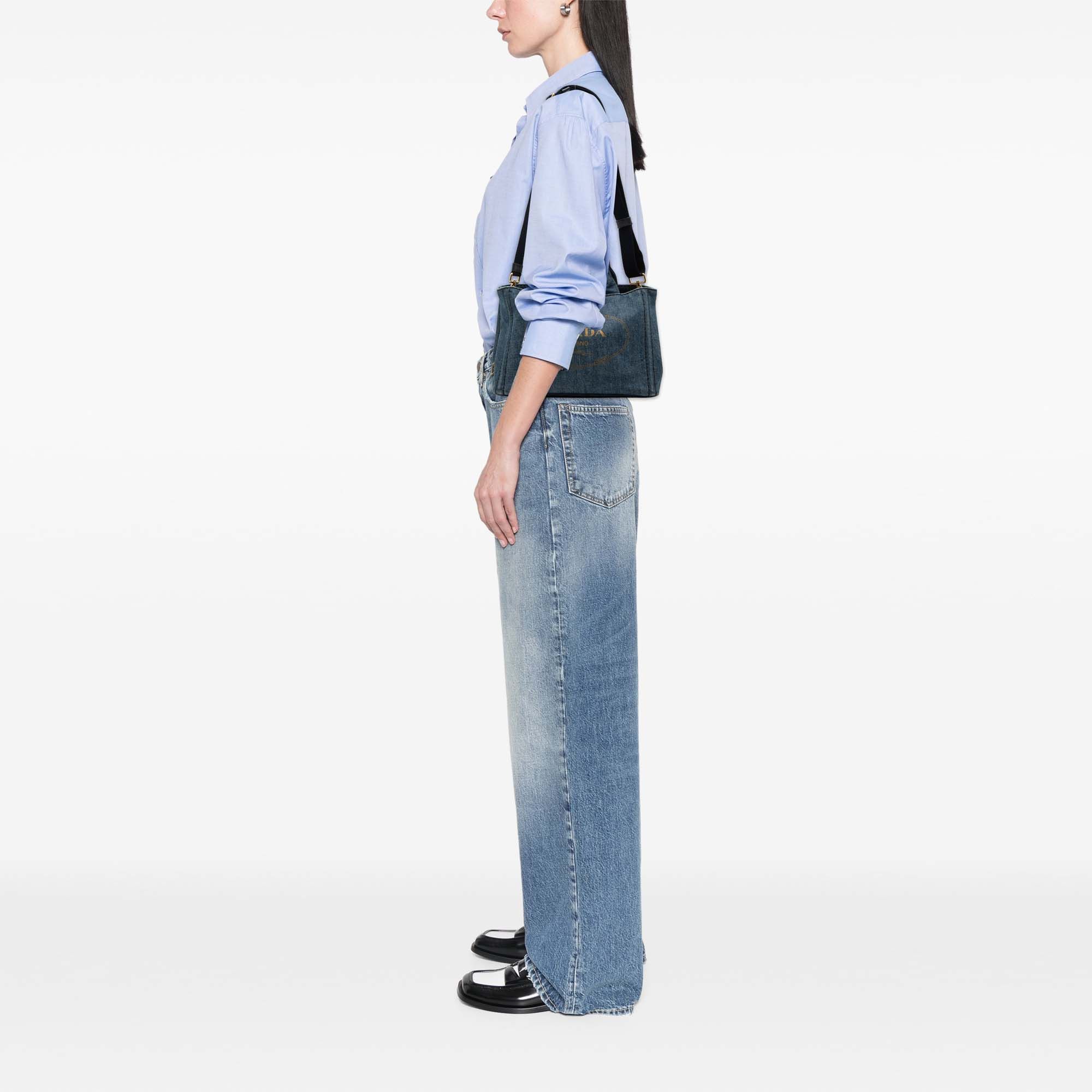 Prada Small Denim Canapa Logo Satchel Size ONE SIZE - 6 Thumbnail
