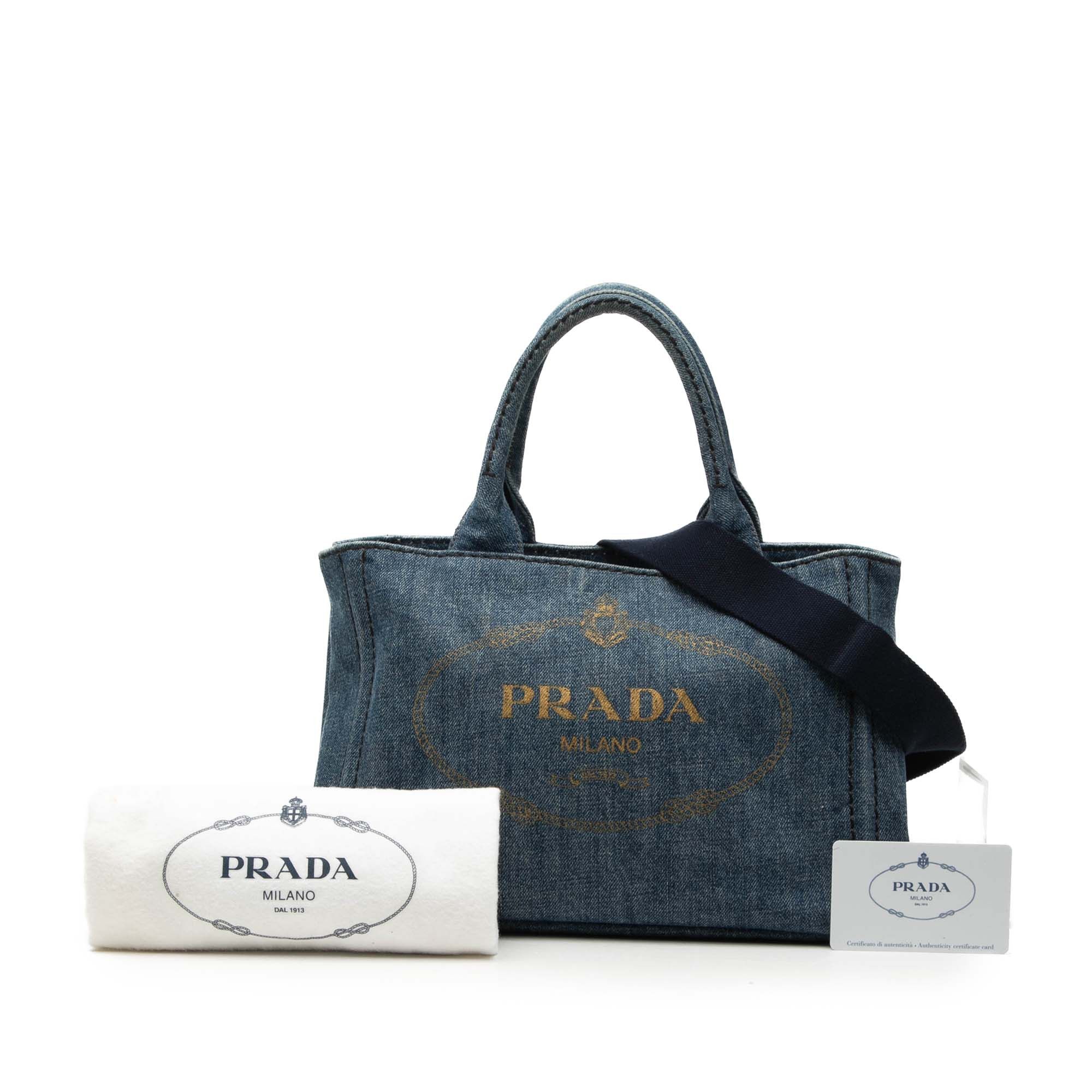 Prada Small Denim Canapa Logo Satchel Size ONE SIZE - 7 Thumbnail