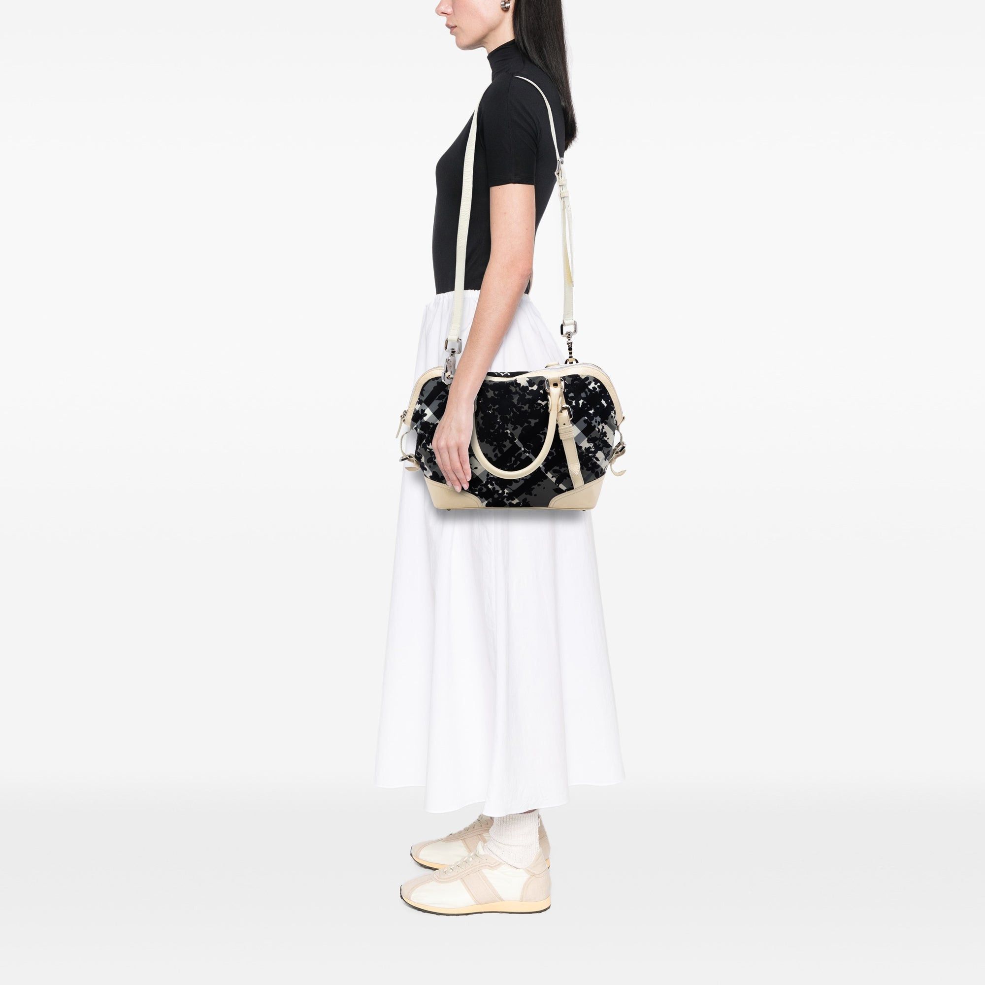 Burberry Floral Beat Check Nylon and Patent Foley Satchel Size ONE SIZE - 6 Thumbnail