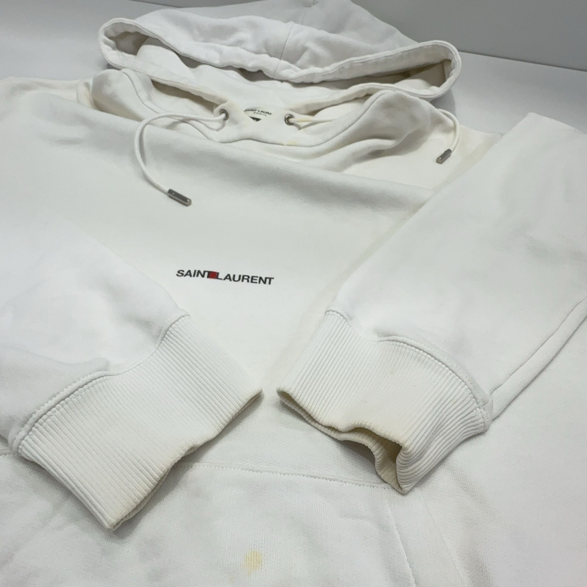 Saint Laurent Paris Saint Laurent White Logo Hoodie Size S Size US S / EU 44-46 / 1 - 16 Thumbnail