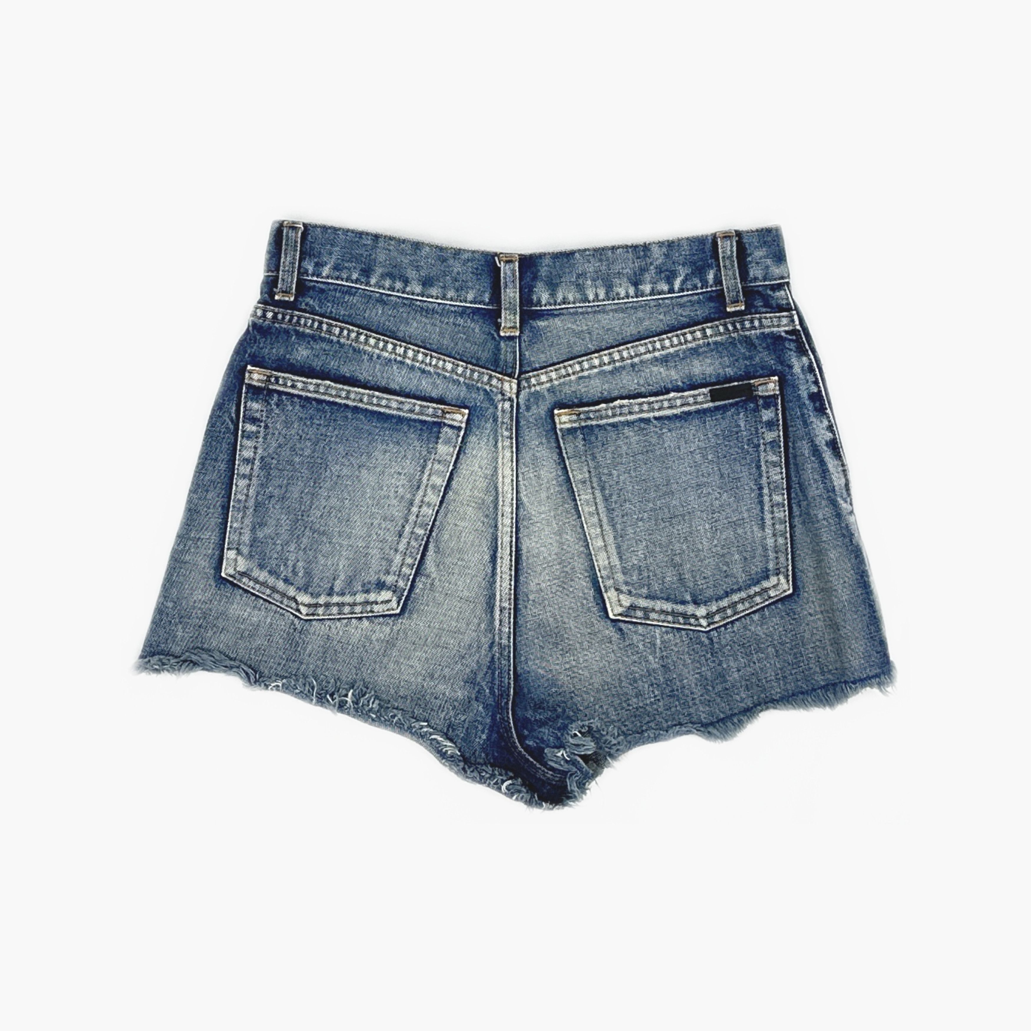 Saint Laurent Paris Saint Laurent Frayed Denim Shorts Size 26 Size 26" / US 2 / IT 38 - 2 Thumbnail
