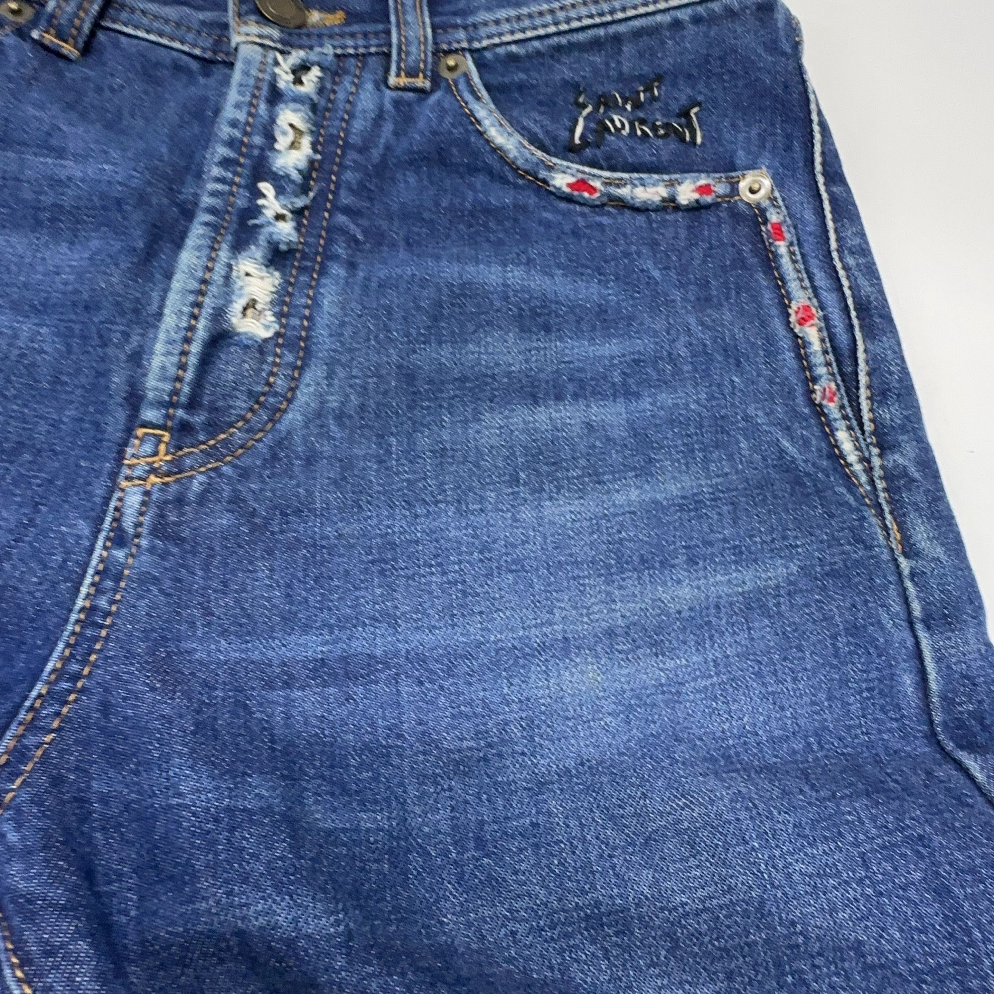 Saint Laurent Paris Saint Laurent Embroidered Jeans Size 26 Size 26" / US 2 / IT 38 - 7 Thumbnail