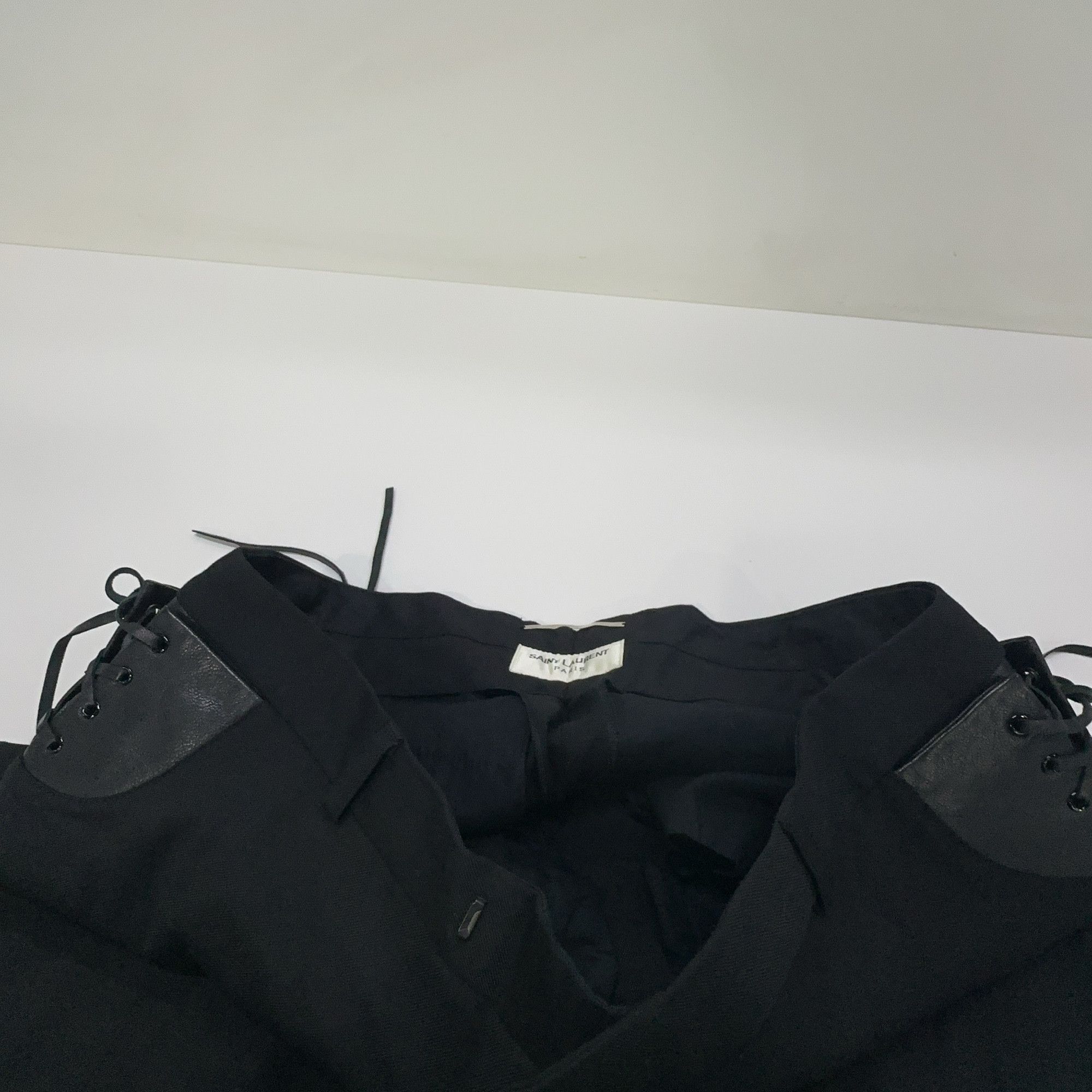 Saint Laurent Paris Saint Laurent Leather Lace-Up Wool Pants Size 50 Size US 34 / EU 50 - 8 Thumbnail