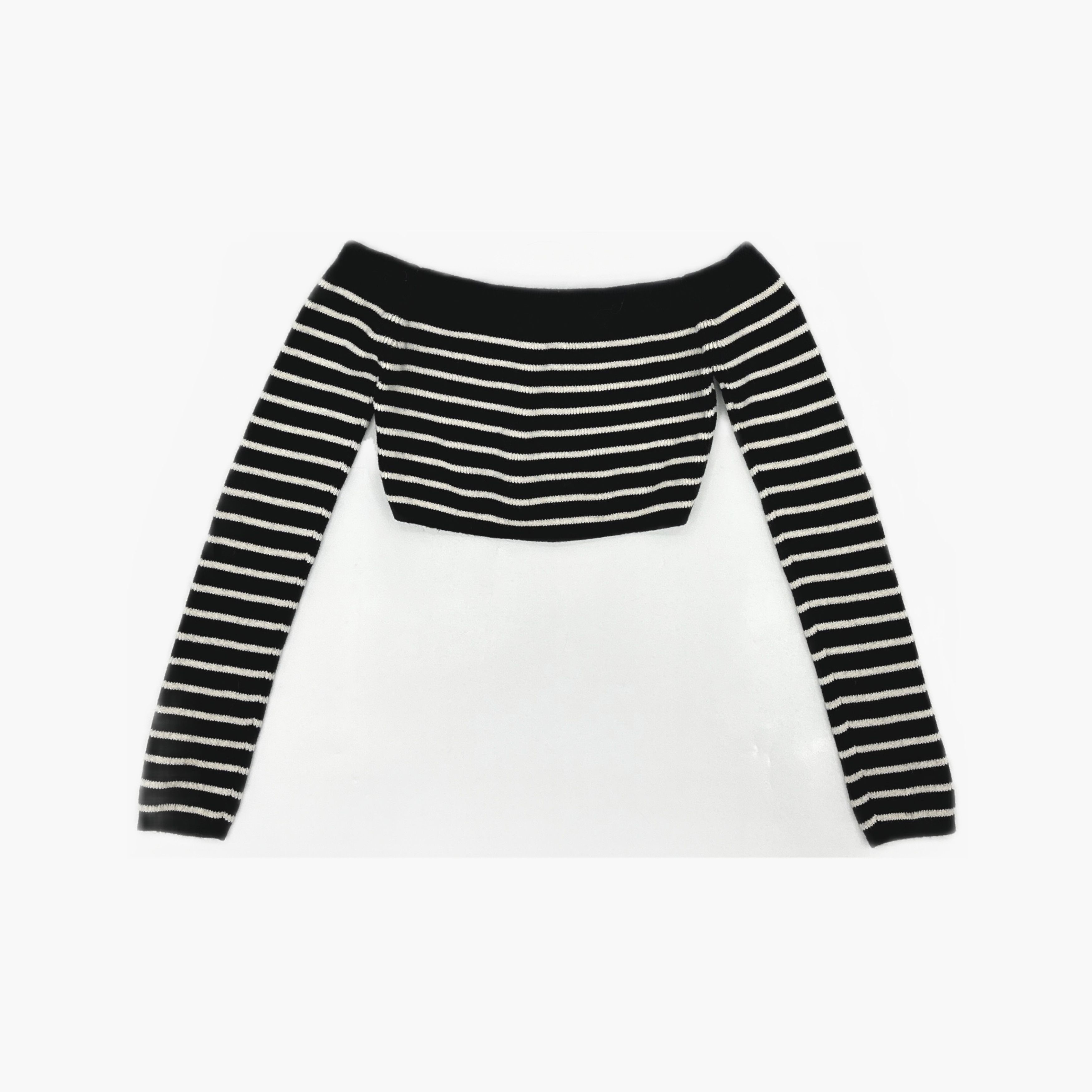 Saint Laurent Paris Saint Laurent Striped Off-Shoulder Sweater Size M Size M / US 6-8 / IT 42-44 - 2 Thumbnail