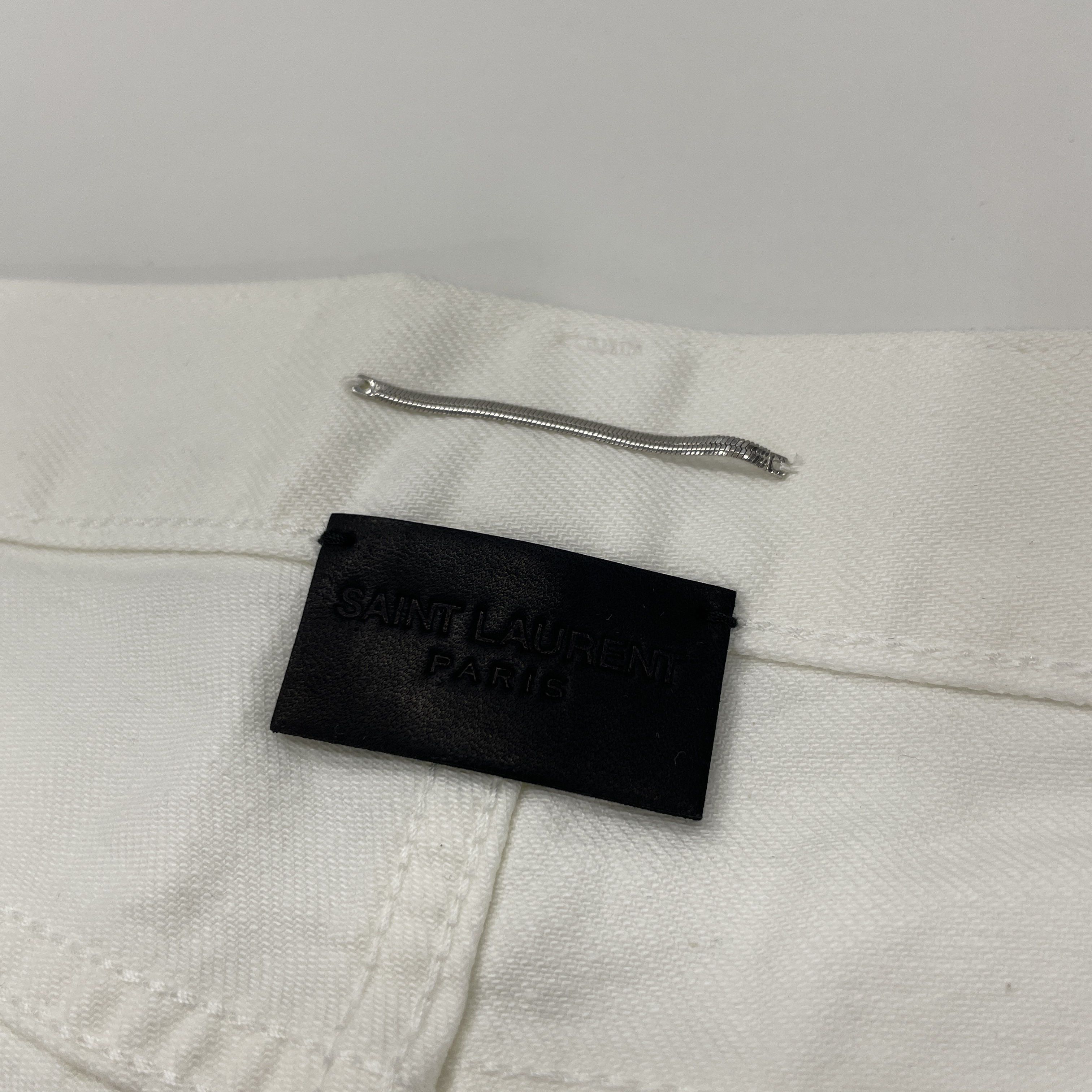 Saint Laurent Paris Saint Laurent White Denim Jeans Size 26 Size 26" / US 2 / IT 38 - 3 Thumbnail