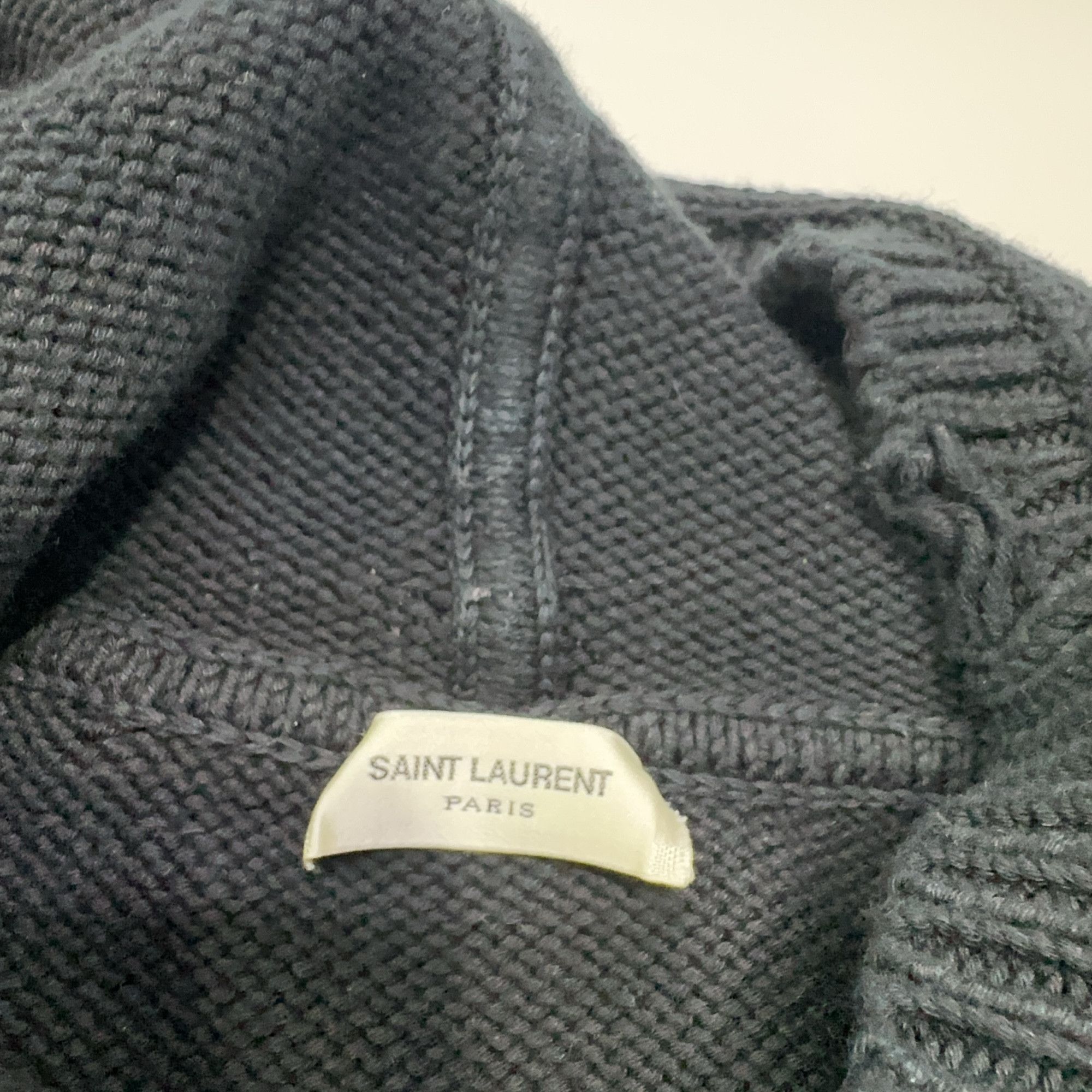 Saint Laurent Paris Saint Laurent Distressed Knit Hoodie Size XL Size US XL / EU 56 / 4 - 4 Thumbnail