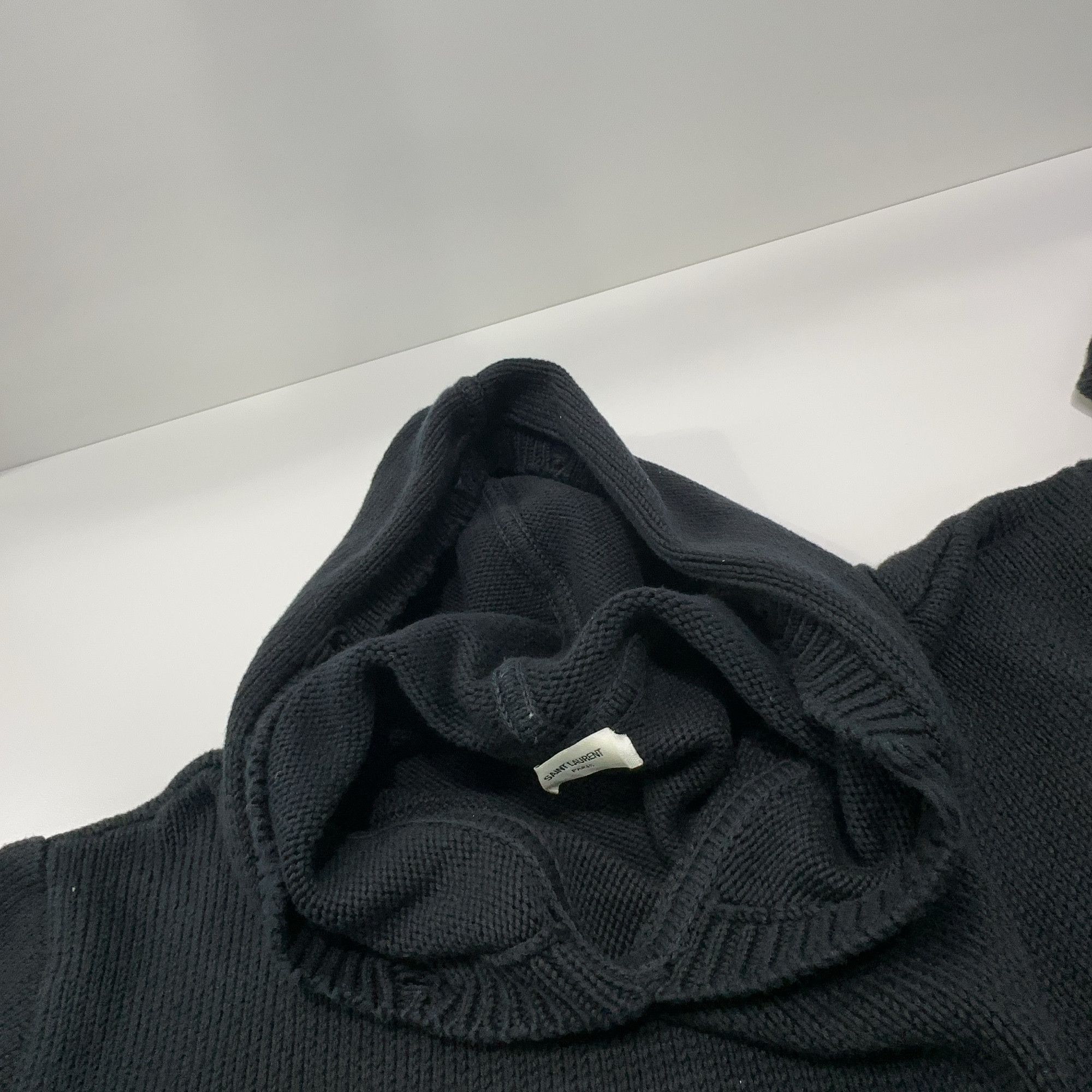Saint Laurent Paris Saint Laurent Distressed Knit Hoodie Size XL Size US XL / EU 56 / 4 - 5 Thumbnail