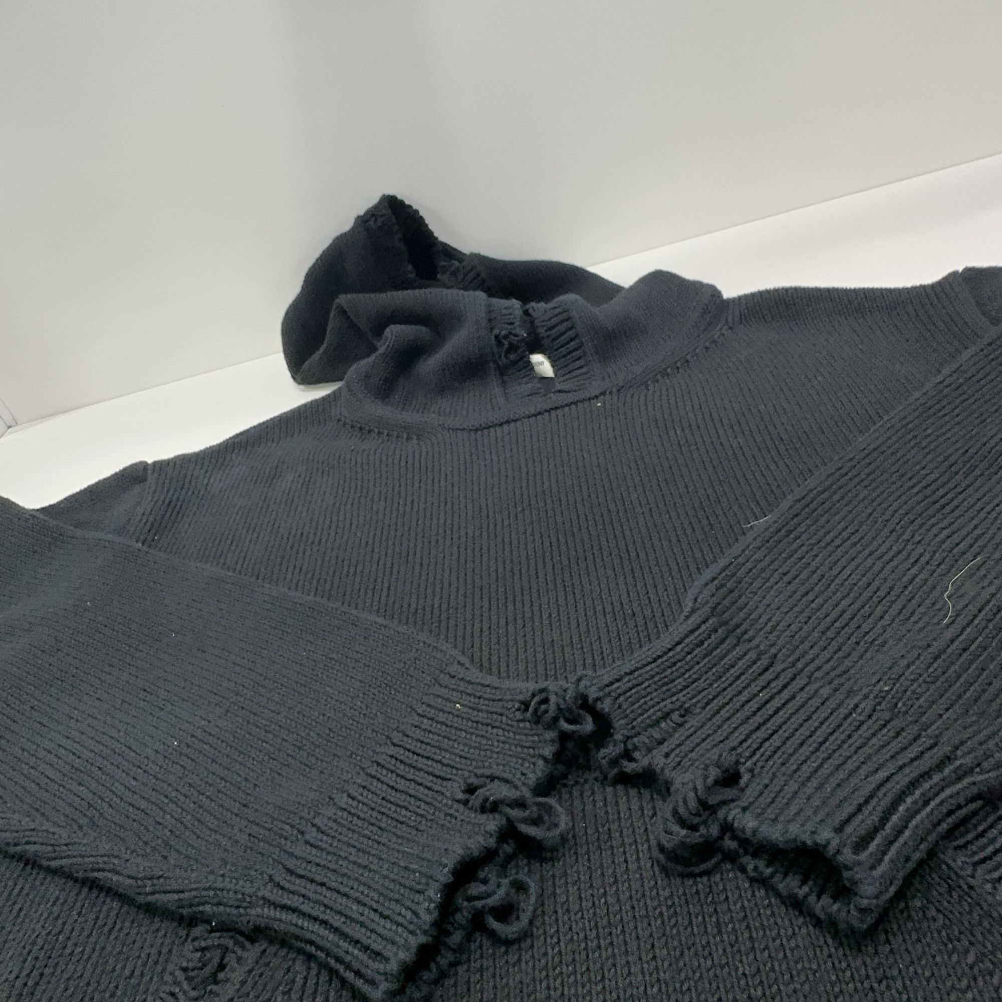 Saint Laurent Paris Saint Laurent Distressed Knit Hoodie Size XL Size US XL / EU 56 / 4 - 9 Thumbnail