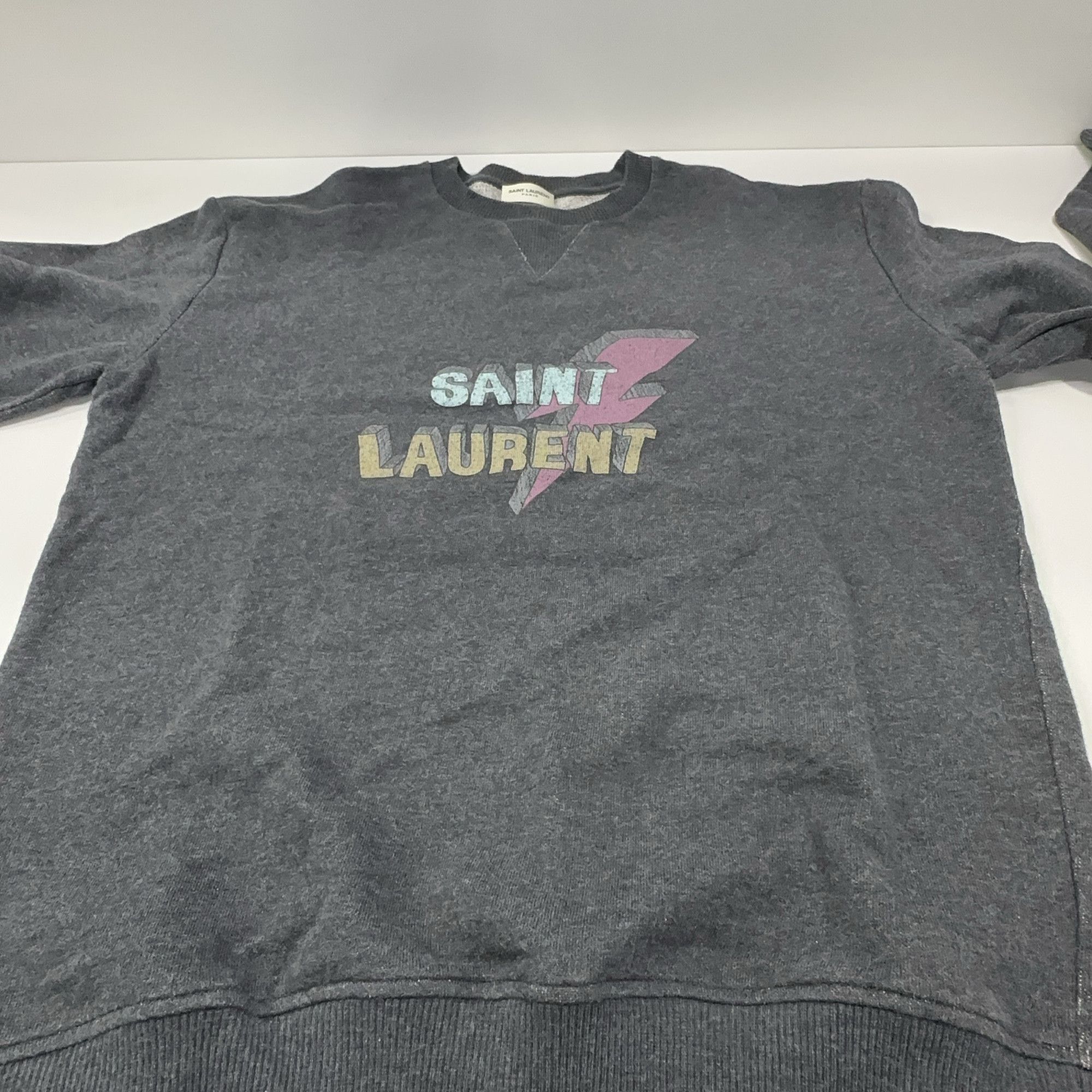 Saint Laurent Paris Saint Laurent Lightning Bolt Sweatshirt Gray Size M Size US M / EU 48-50 / 2 - 7 Thumbnail