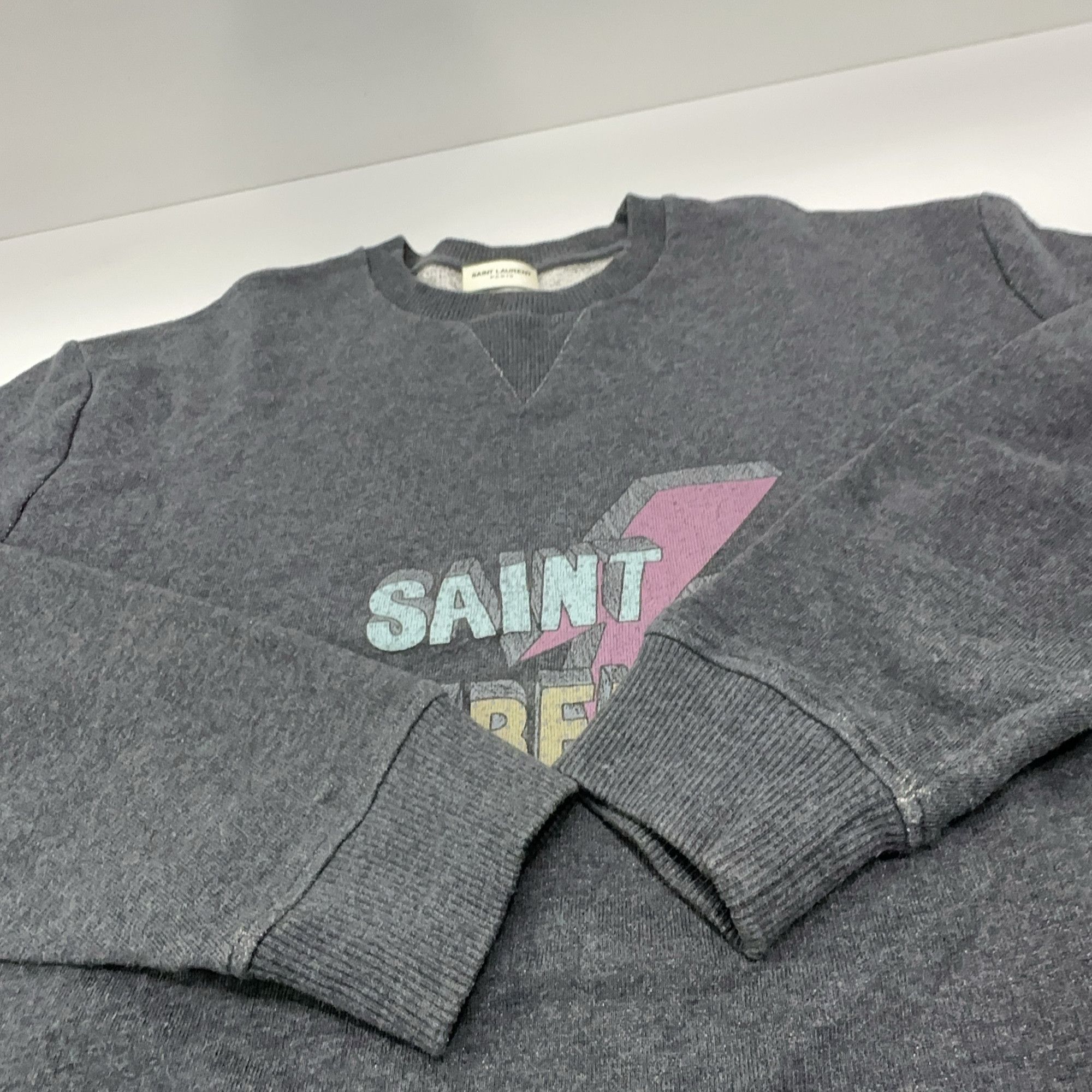 Saint Laurent Paris Saint Laurent Lightning Bolt Sweatshirt Gray Size M Size US M / EU 48-50 / 2 - 10 Thumbnail