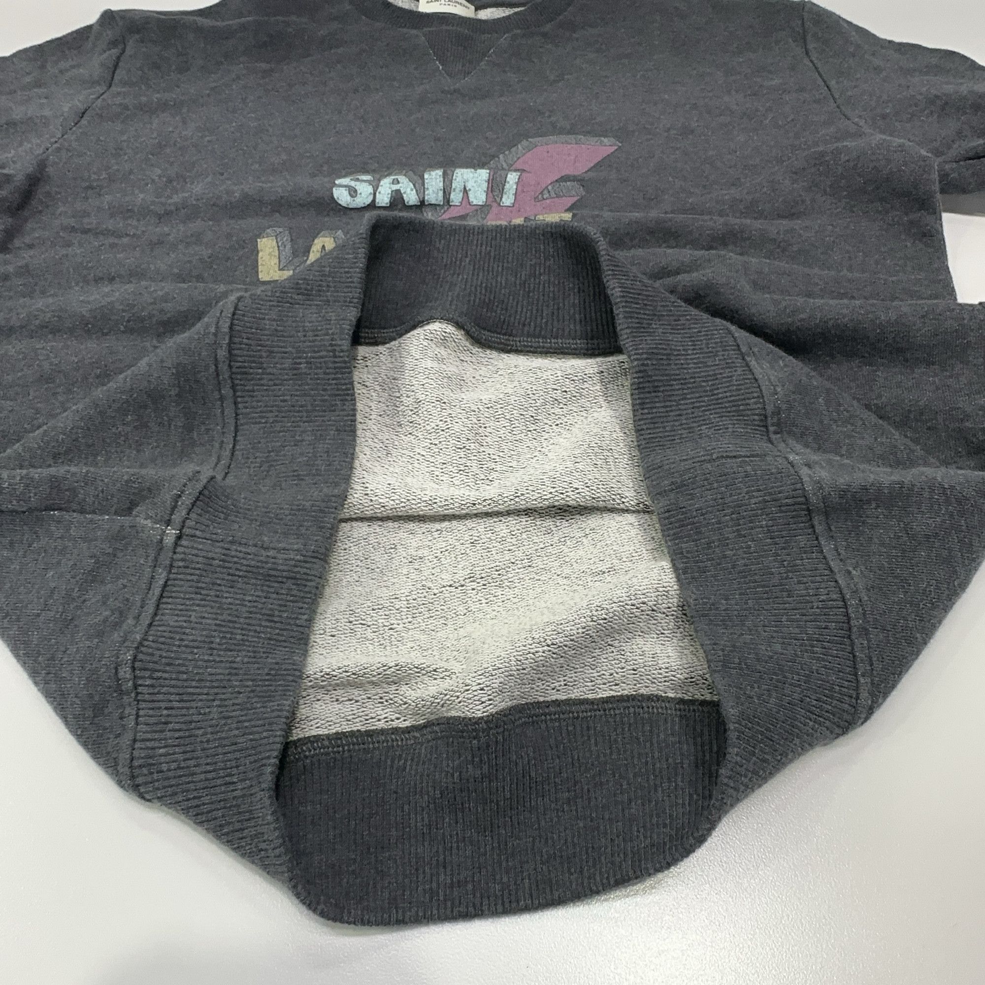 Saint Laurent Paris Saint Laurent Lightning Bolt Sweatshirt Gray Size M Size US M / EU 48-50 / 2 - 8 Thumbnail