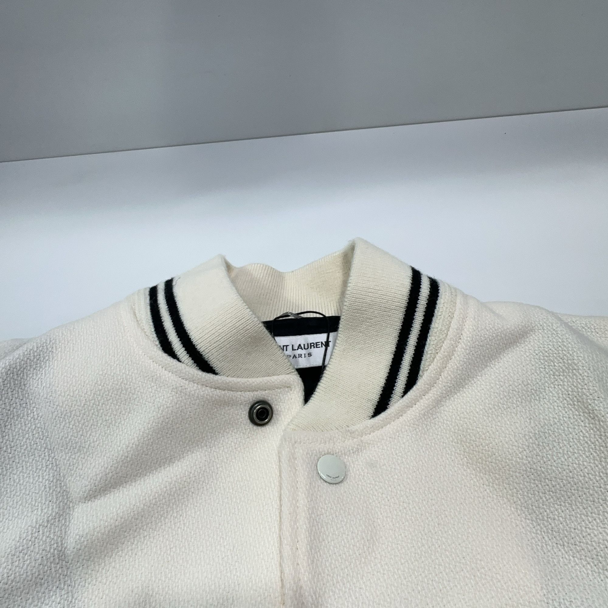 Saint Laurent Paris Saint Laurent Striped Trim Varsity Jacket Size M Size US M / EU 48-50 / 2 - 8 Thumbnail
