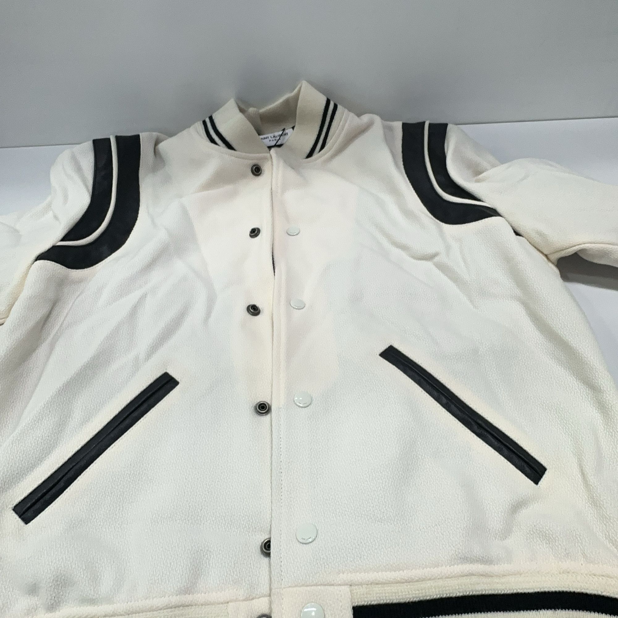 Saint Laurent Paris Saint Laurent Striped Trim Varsity Jacket Size M Size US M / EU 48-50 / 2 - 9 Thumbnail