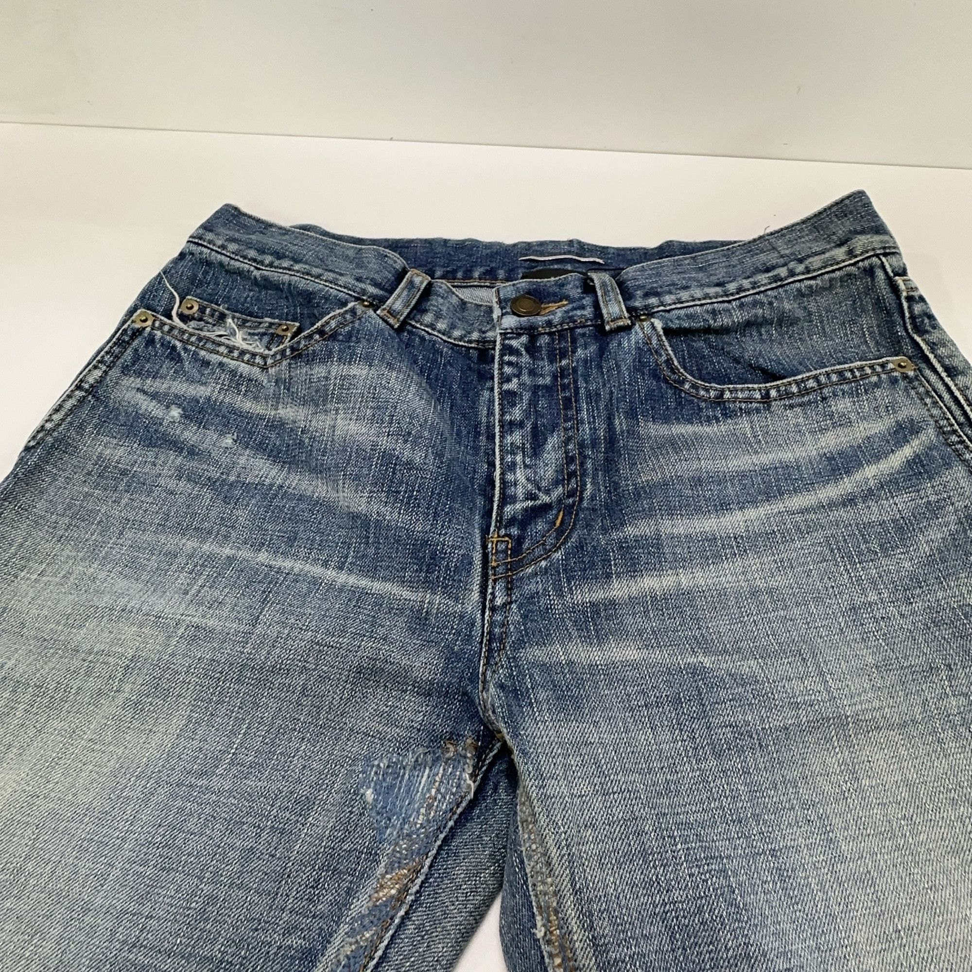 Saint Laurent Paris Saint Laurent Distressed Denim Jeans Size 31 Size US 31 - 7 Thumbnail