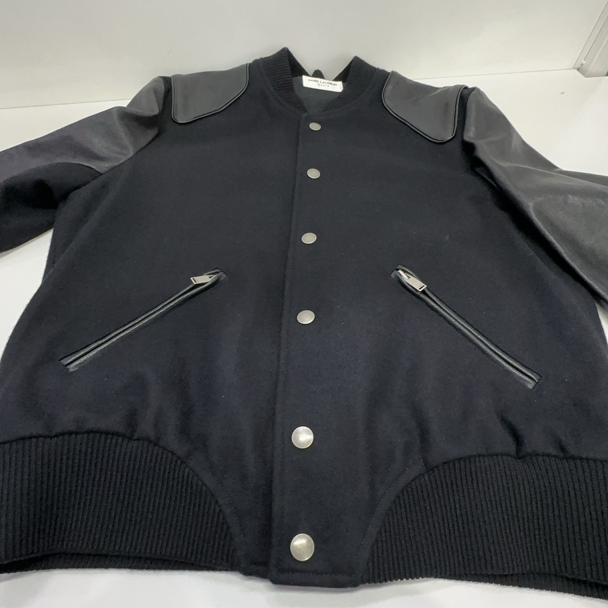 Saint Laurent Paris Saint Laurent Heaven Wool Leather Varsity Jacket Size M Size US M / EU 48-50 / 2 - 5 Thumbnail