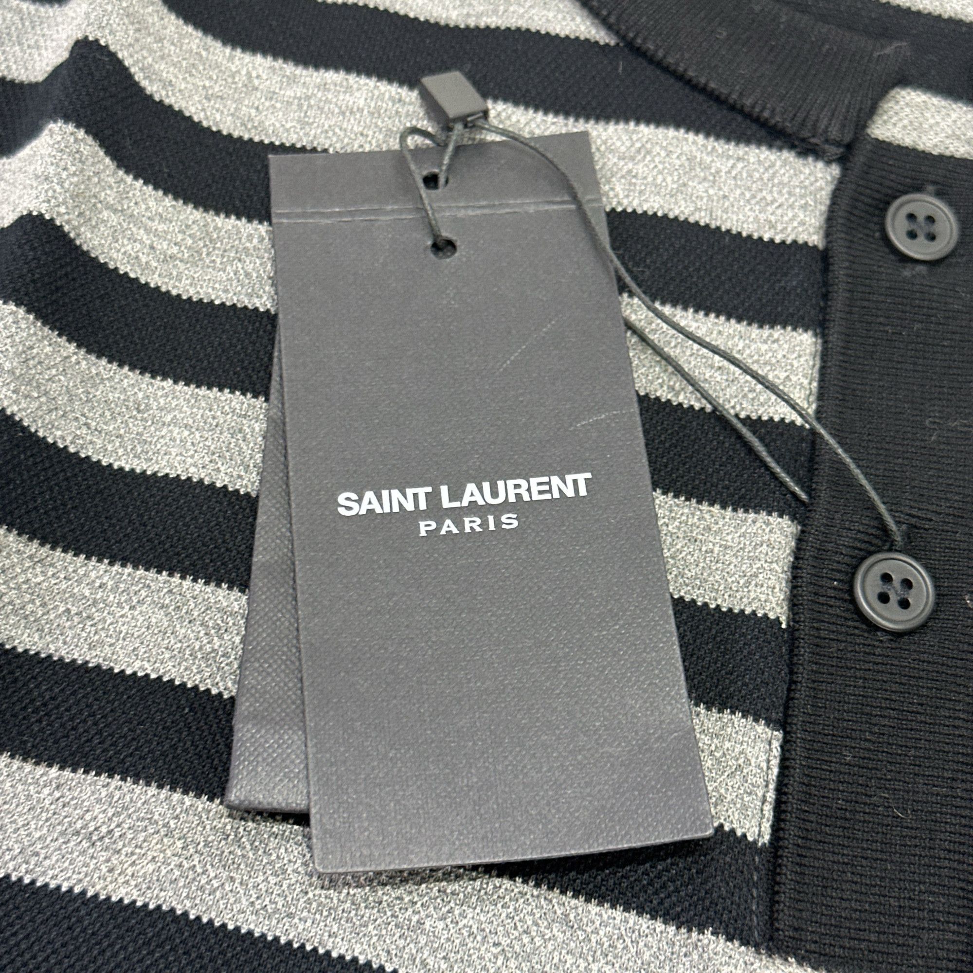 Saint Laurent Paris Saint Laurent Striped Henley T-Shirt Size XXL Size US XXL / EU 58 / 5 - 5 Thumbnail