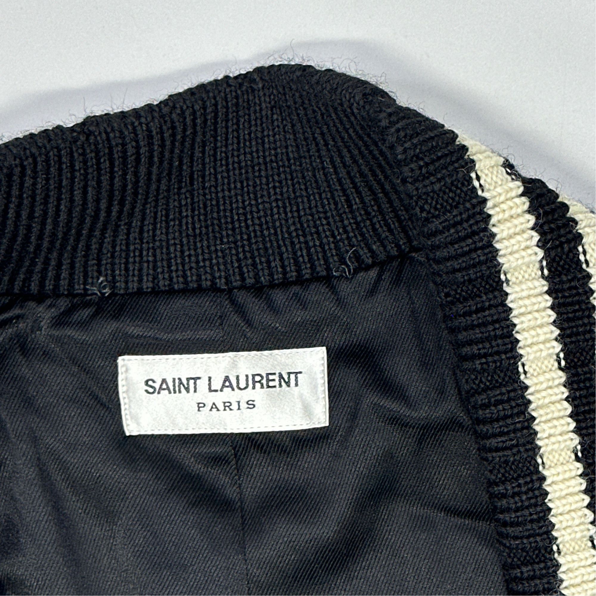 Saint Laurent Paris Saint Laurent Logo Wool Bomber Jacket Size L Size US L / EU 52-54 / 3 - 4 Thumbnail