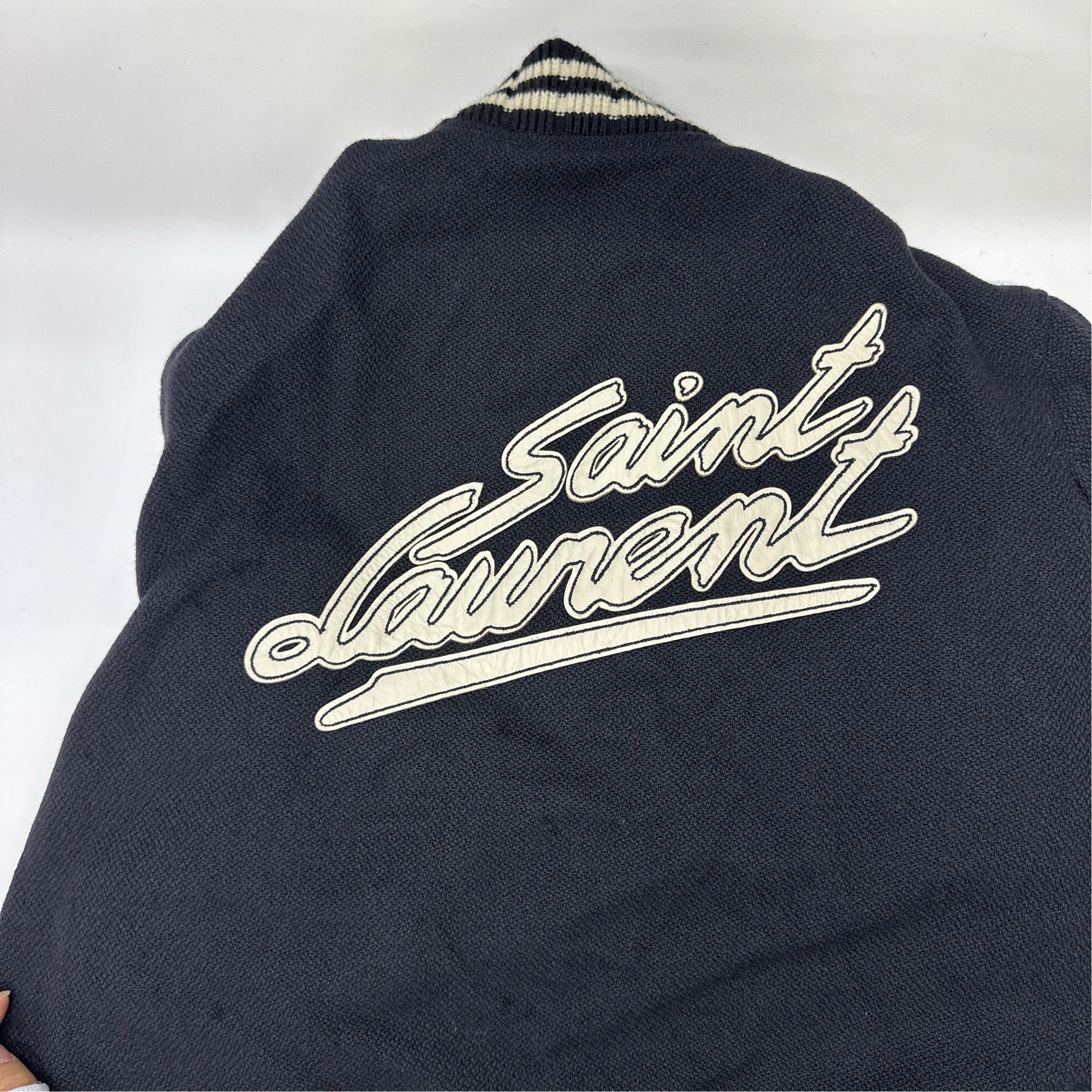 Saint Laurent Paris Saint Laurent Logo Wool Bomber Jacket Size L Size US L / EU 52-54 / 3 - 7 Thumbnail