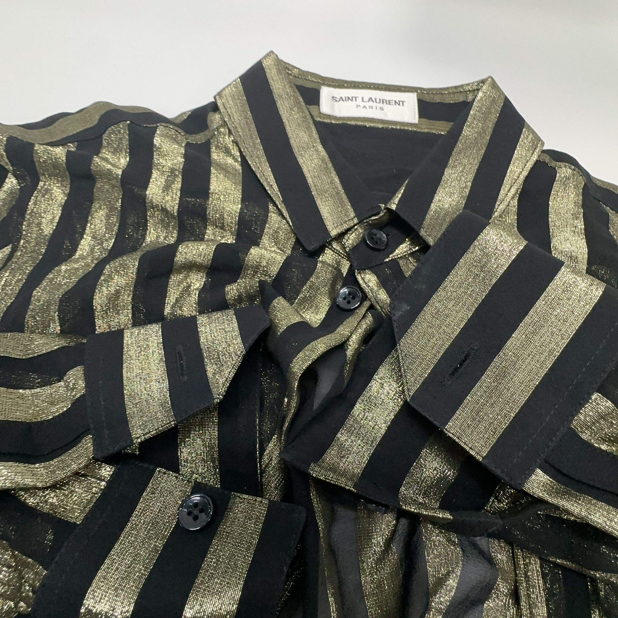 Saint Laurent Paris Saint Laurent Gold Stripe Button Up Shirt Size 34 Size XS / US 0-2 / IT 36-38 - 5 Thumbnail