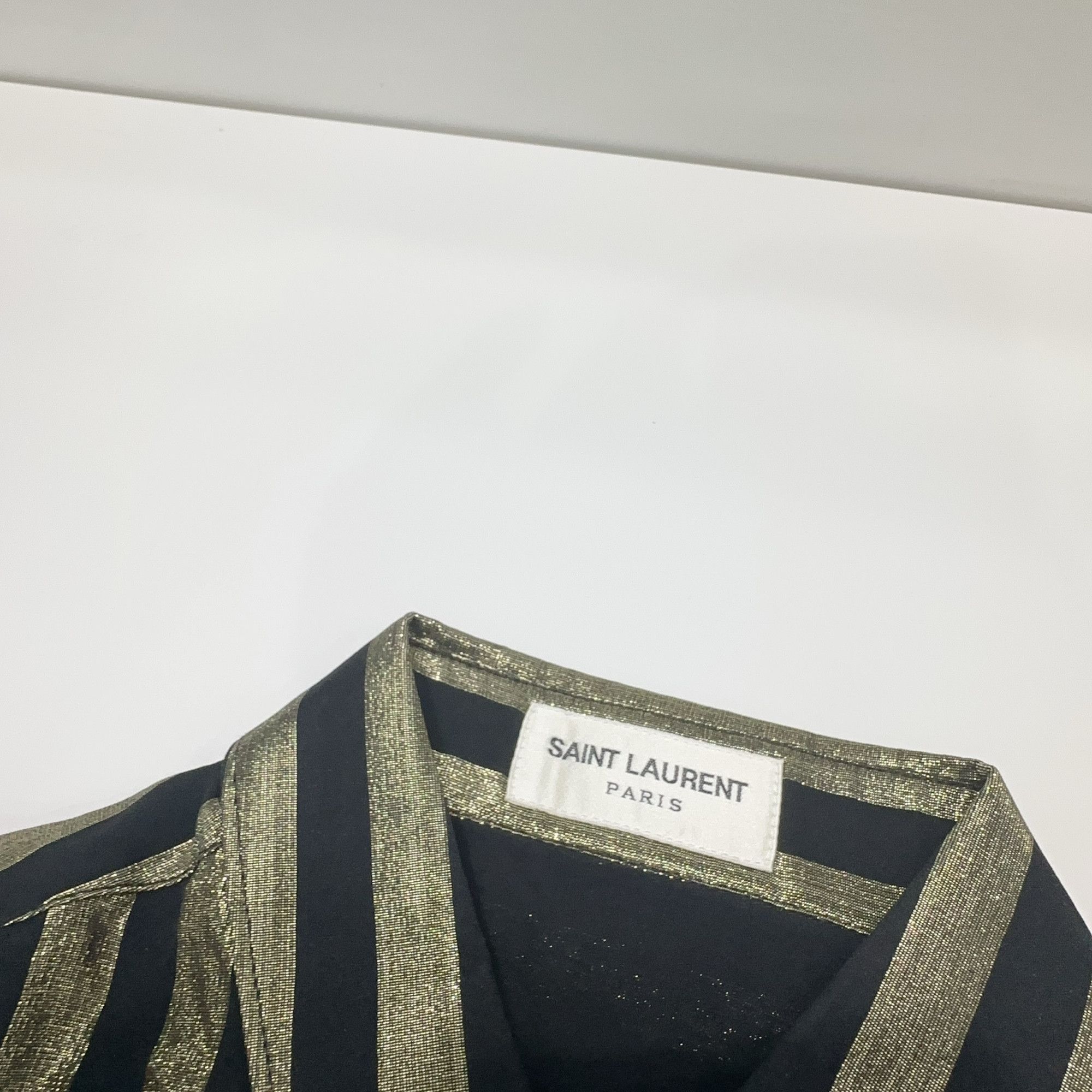 Saint Laurent Paris Saint Laurent Gold Stripe Button Up Shirt Size 34 Size XS / US 0-2 / IT 36-38 - 4 Thumbnail