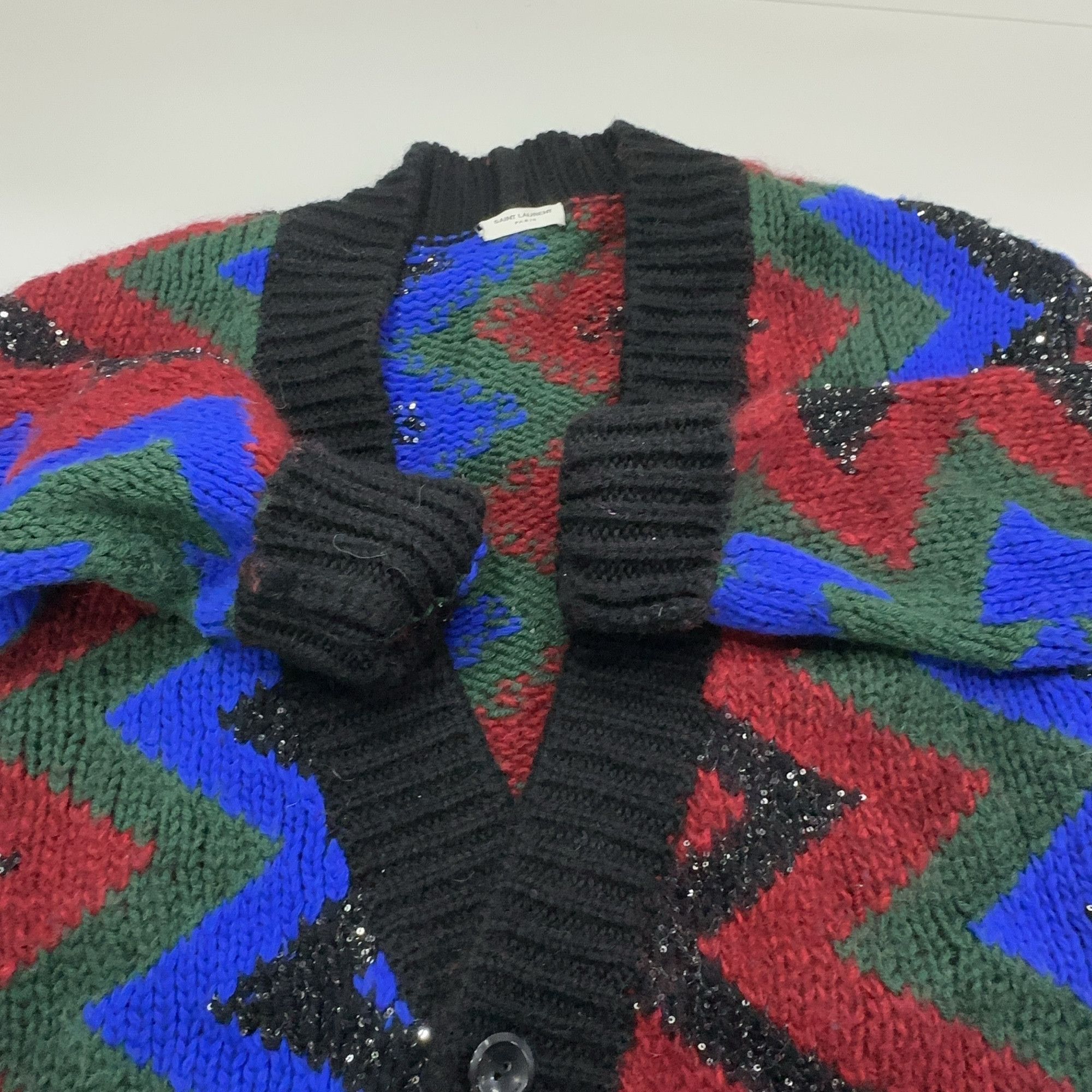 Saint Laurent Paris Saint Laurent Zig-Zag Sequined Cardigan Size S Size US S / EU 44-46 / 1 - 9 Thumbnail