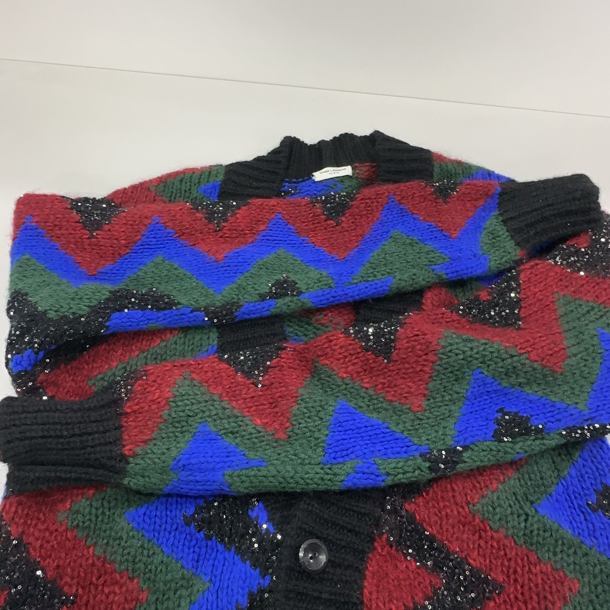 Saint Laurent Paris Saint Laurent Zig-Zag Sequined Cardigan Size S Size US S / EU 44-46 / 1 - 10 Thumbnail