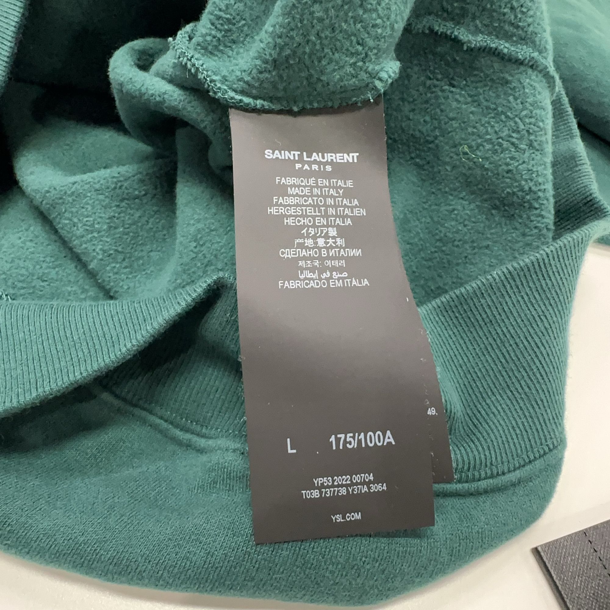 Saint Laurent Paris Saint Laurent Logo Sweatshirt Green Size L Size US L / EU 52-54 / 3 - 3 Thumbnail