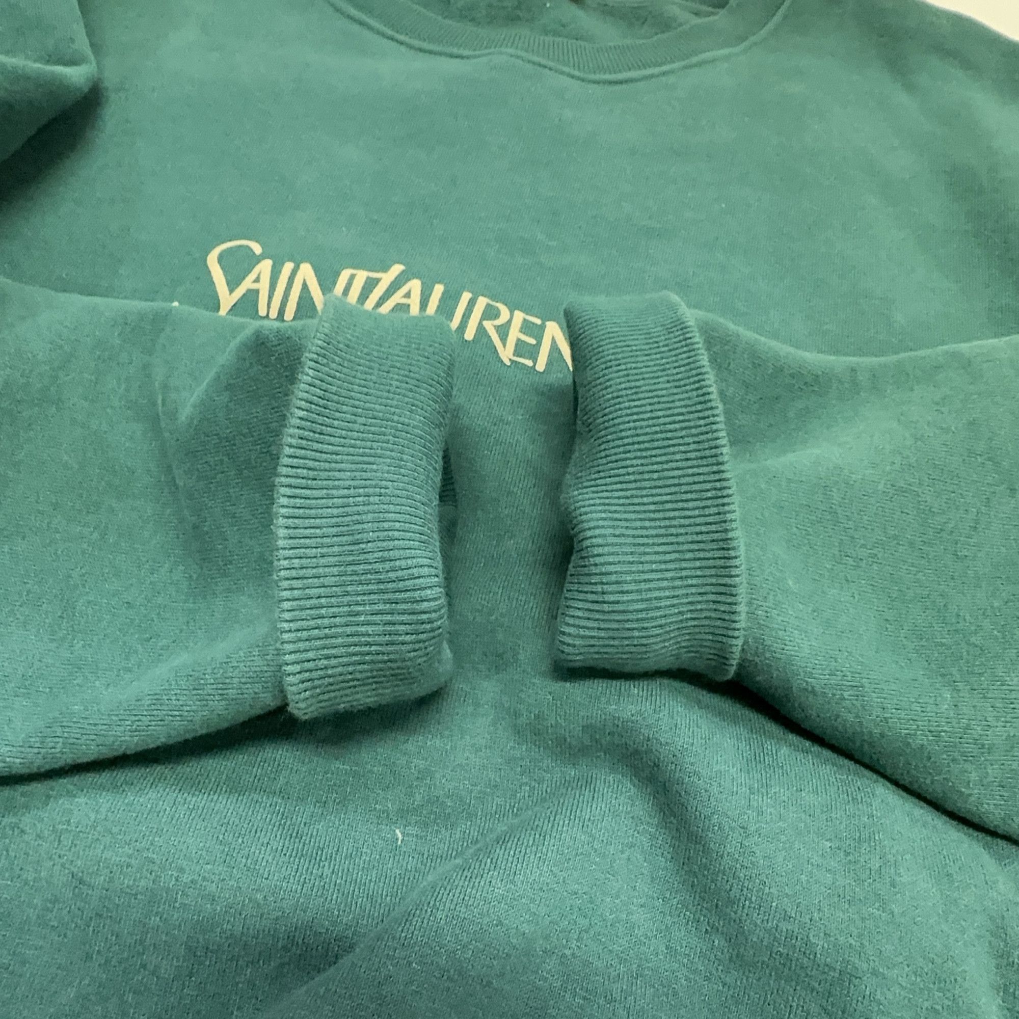 Saint Laurent Paris Saint Laurent Logo Sweatshirt Green Size L Size US L / EU 52-54 / 3 - 9 Thumbnail