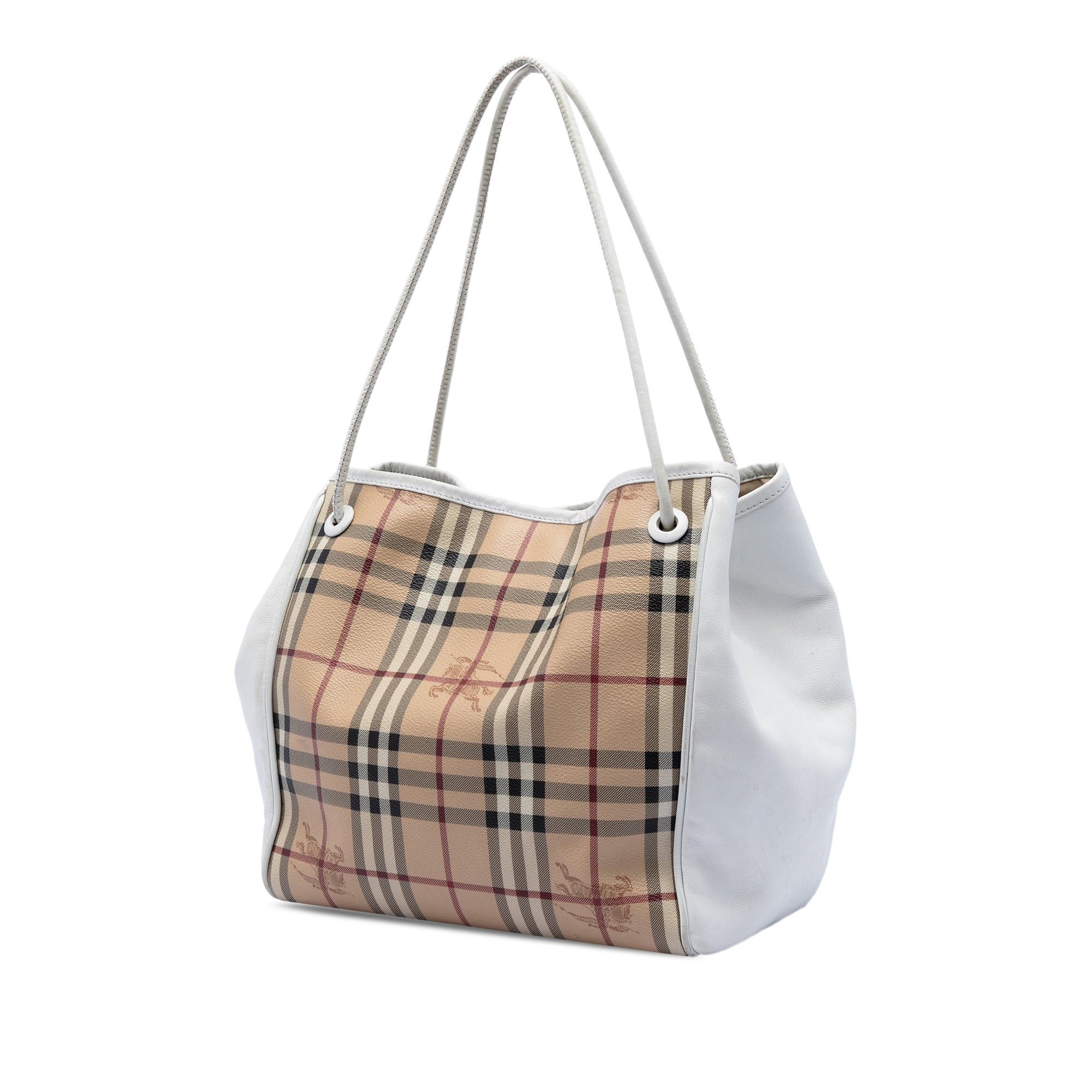 Burberry Small Leather Trimmed Haymarket Check Coated Canvas Canterbury Tote Size ONE SIZE - 2 Thumbnail