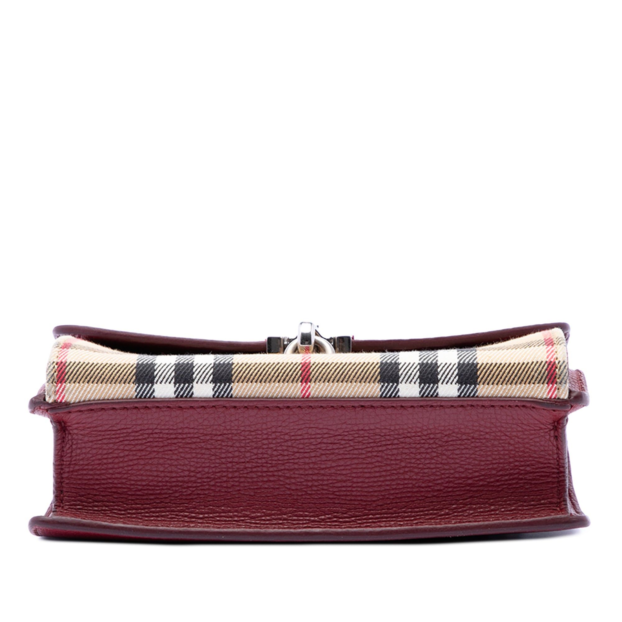 Burberry Small Leather and House Check Canvas Derby Macken Crossbody Size ONE SIZE - 3 Thumbnail