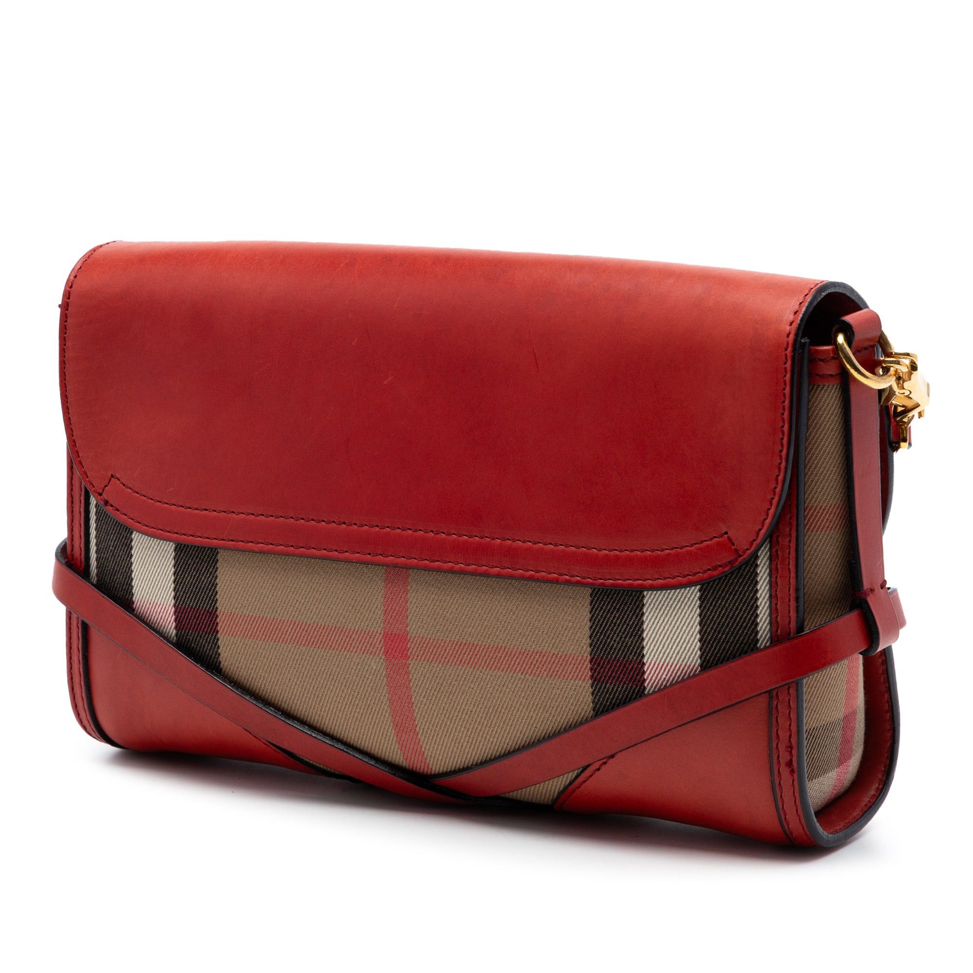 Burberry Leather and House Check Canvas Bridle Abbott Crossbody Size ONE SIZE - 2 Thumbnail