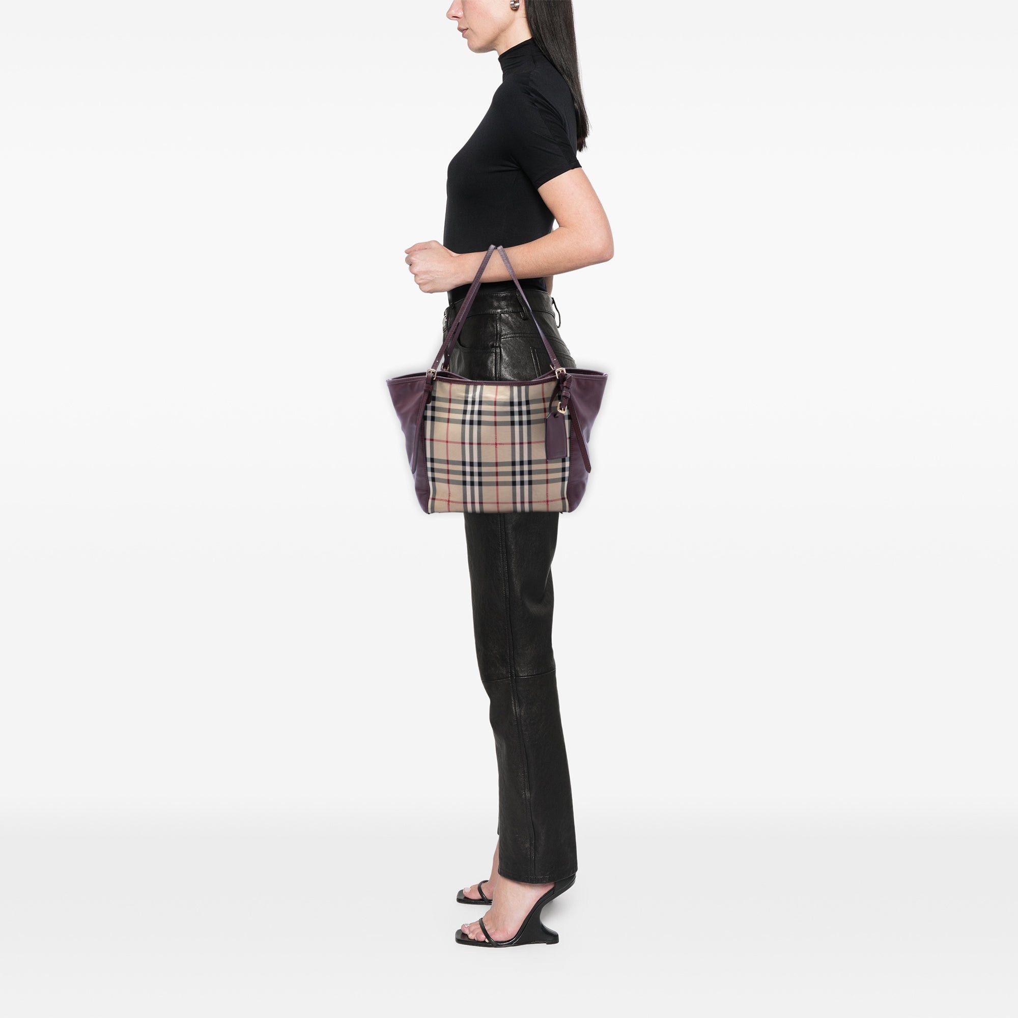 Burberry Small Haymarket Check Canvas and Leather Canterbury Tote Size ONE SIZE - 6 Thumbnail