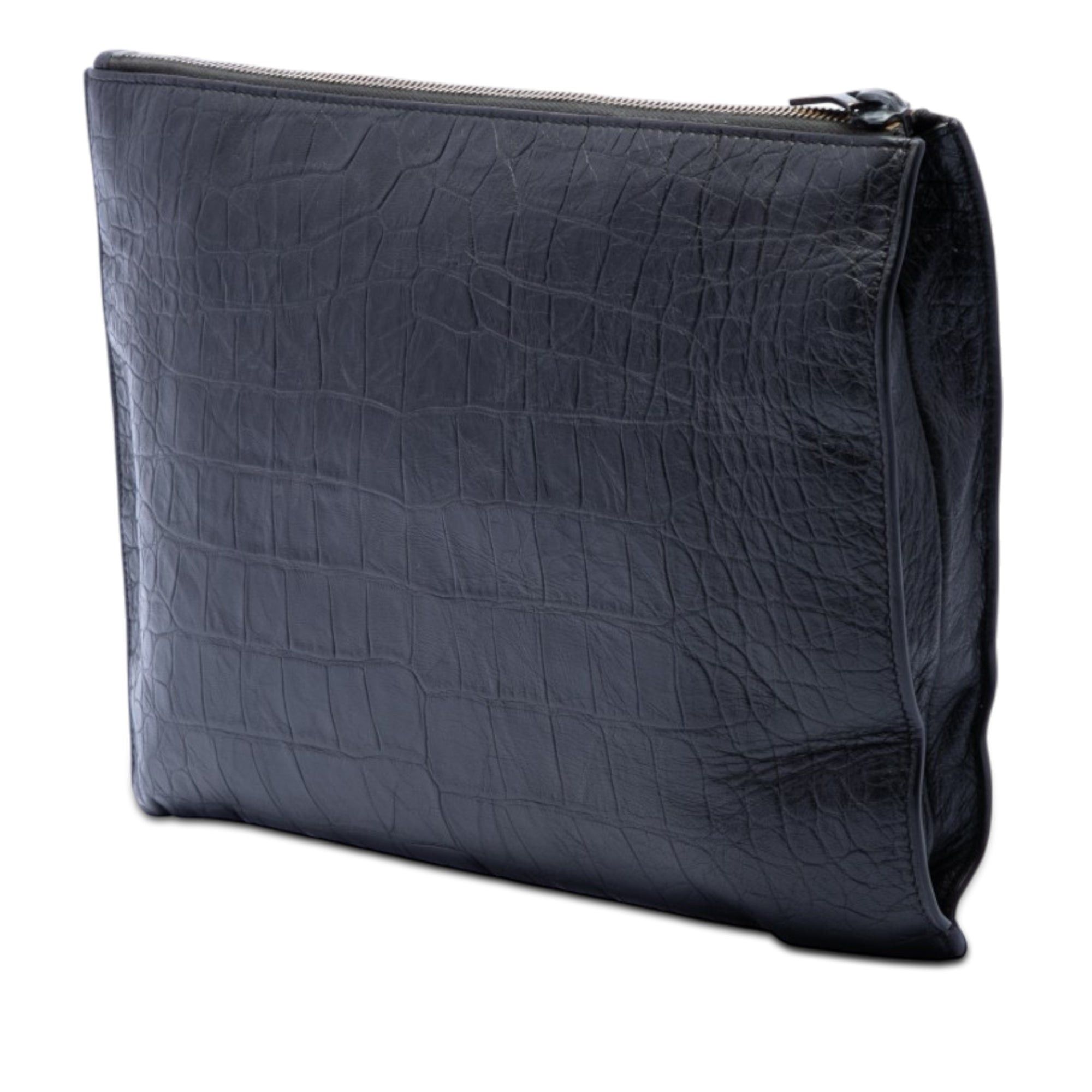Saint Laurent Paris Croc Embossed Leather Monogram Document Holder Size ONE SIZE - 2 Thumbnail