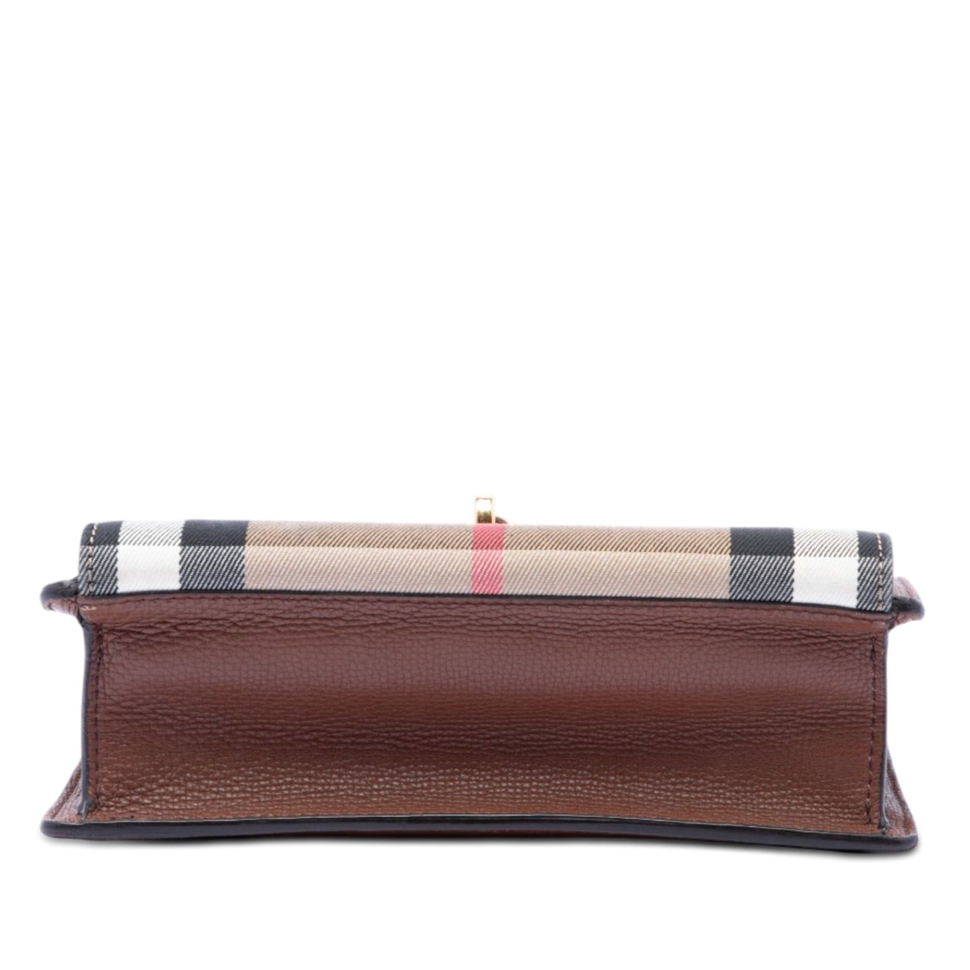 Burberry Small Leather and House Check Canvas Derby Macken Crossbody Size ONE SIZE - 3 Thumbnail