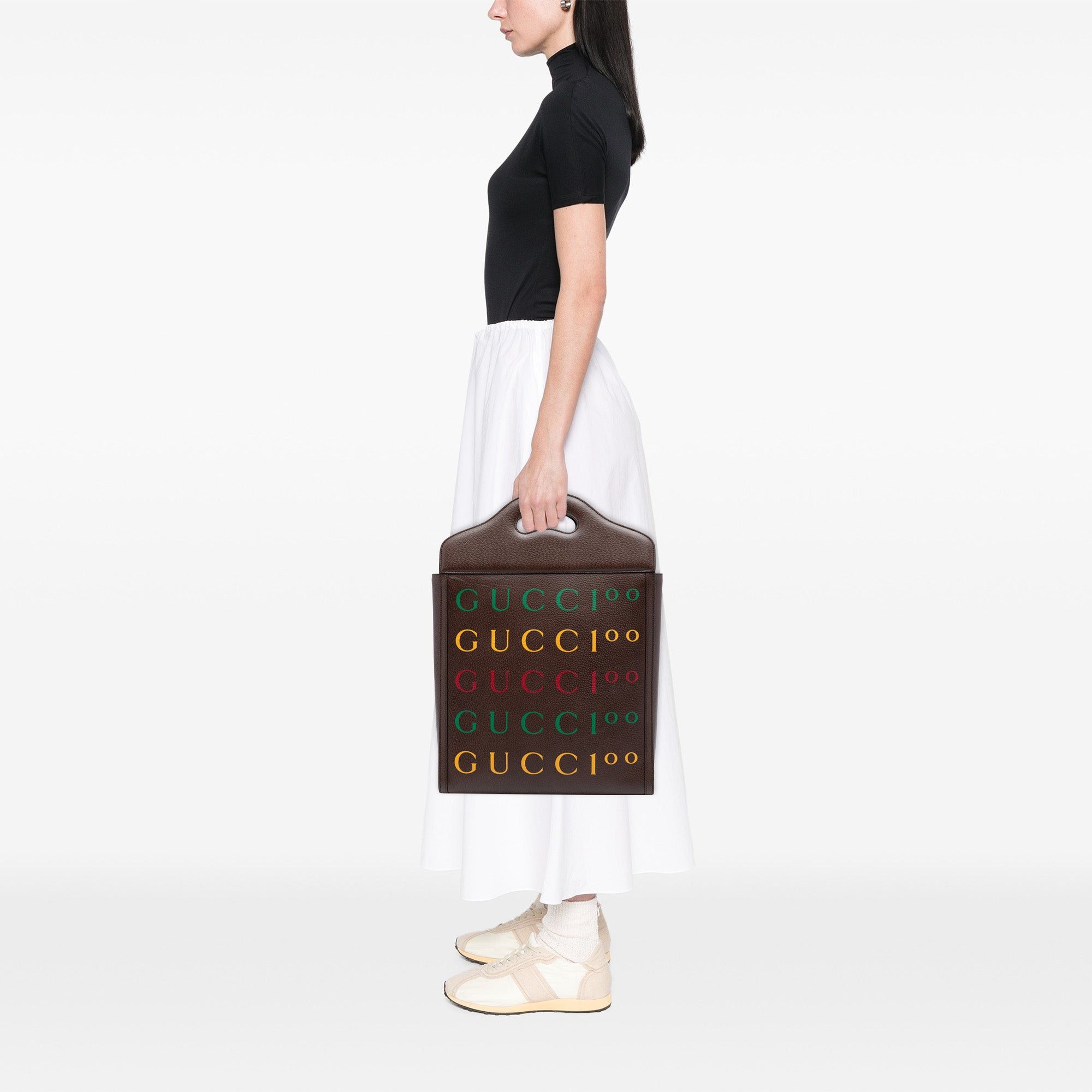 Gucci 100th Anniversary Textured Calfskin Logo Convertible Tote Size ONE SIZE - 6 Thumbnail
