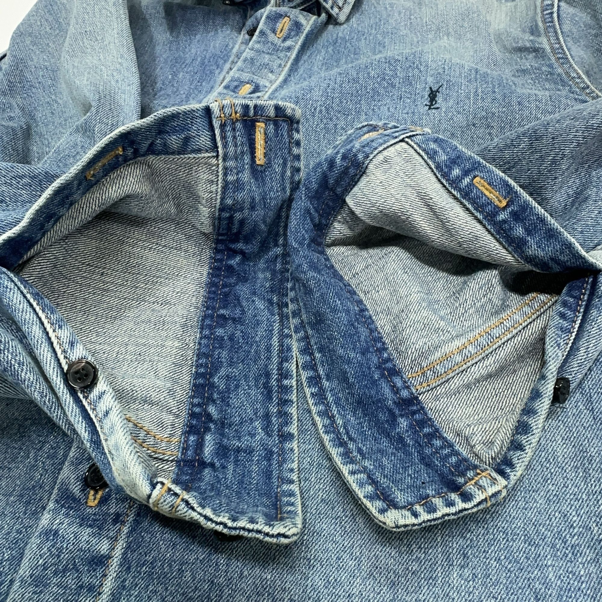 Saint Laurent Paris Saint Laurent Logo Embroidered Denim Shirt M Size US M / EU 48-50 / 2 - 9 Thumbnail