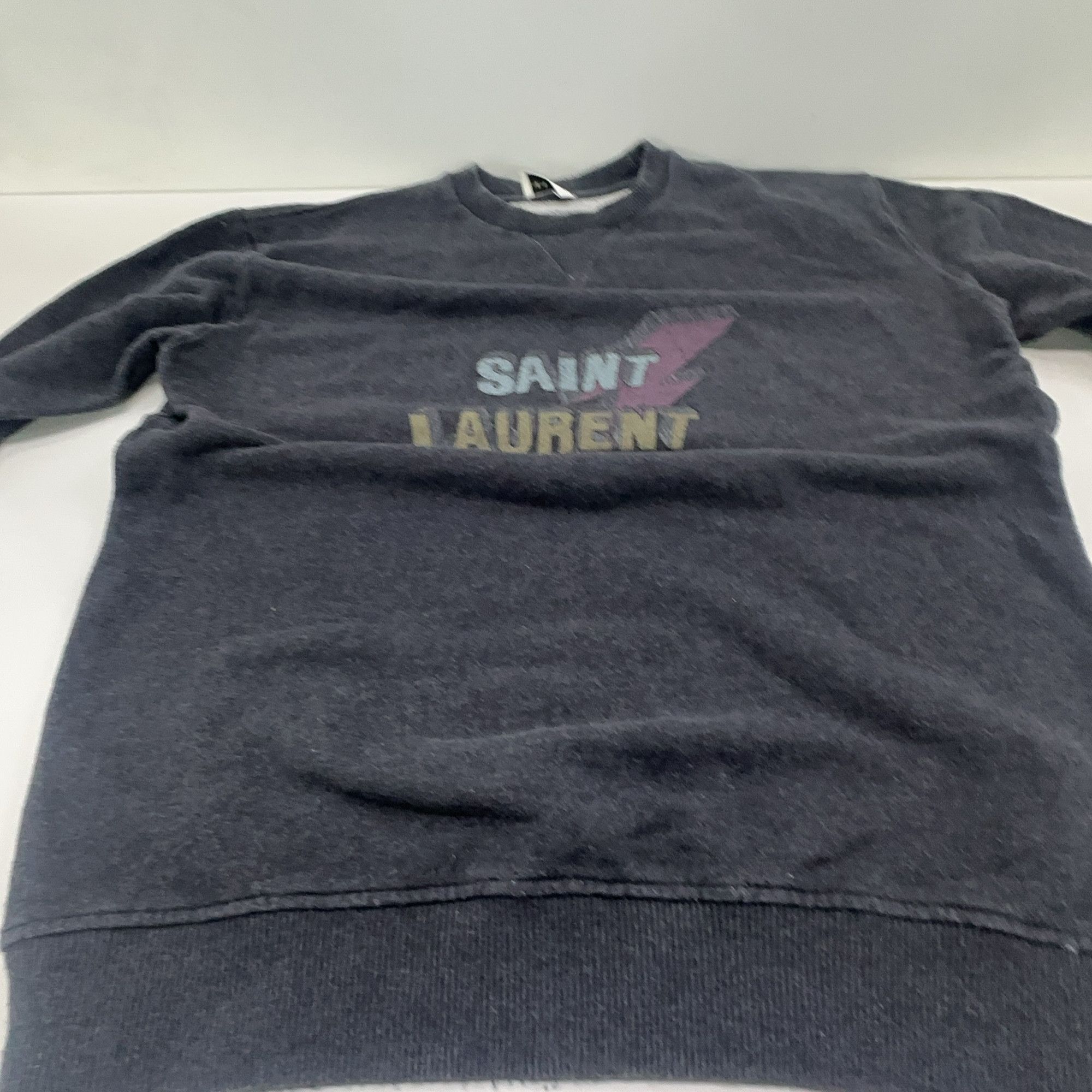 Saint Laurent Paris Saint Laurent Logo Lightning Sweatshirt Gray Size M Size US M / EU 48-50 / 2 - 6 Thumbnail