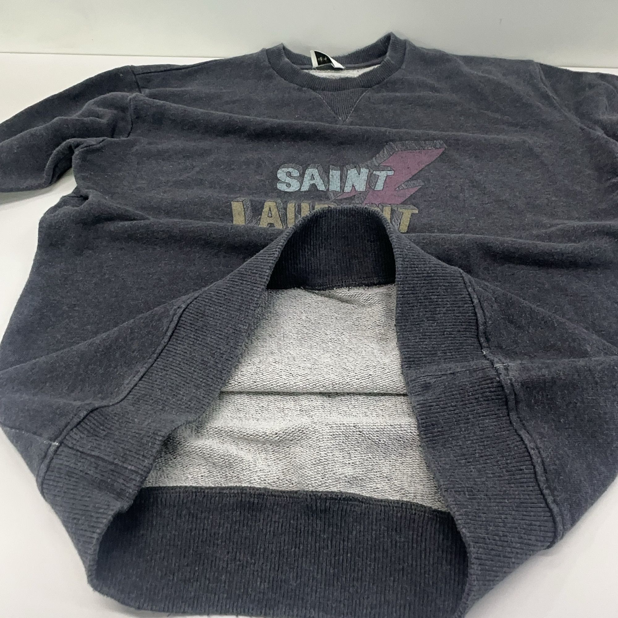 Saint Laurent Paris Saint Laurent Logo Lightning Sweatshirt Gray Size M Size US M / EU 48-50 / 2 - 7 Thumbnail