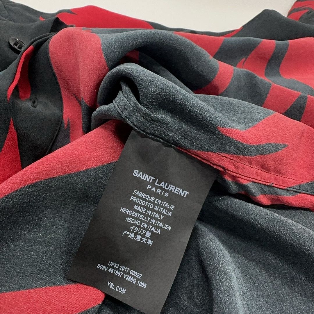 Saint Laurent Paris Saint Laurent Flame Print Silk Shirt Size 38 Size US S / EU 44-46 / 1 - 4 Thumbnail