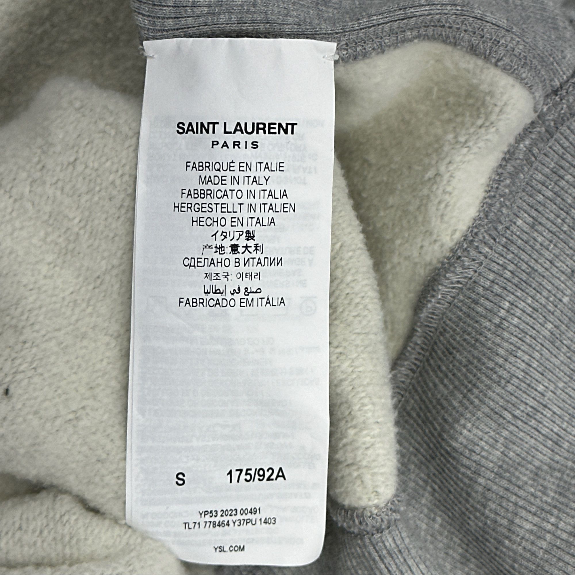 Saint Laurent Paris Saint Laurent Grey Pullover Hoodie Size S Size US S / EU 44-46 / 1 - 3 Thumbnail