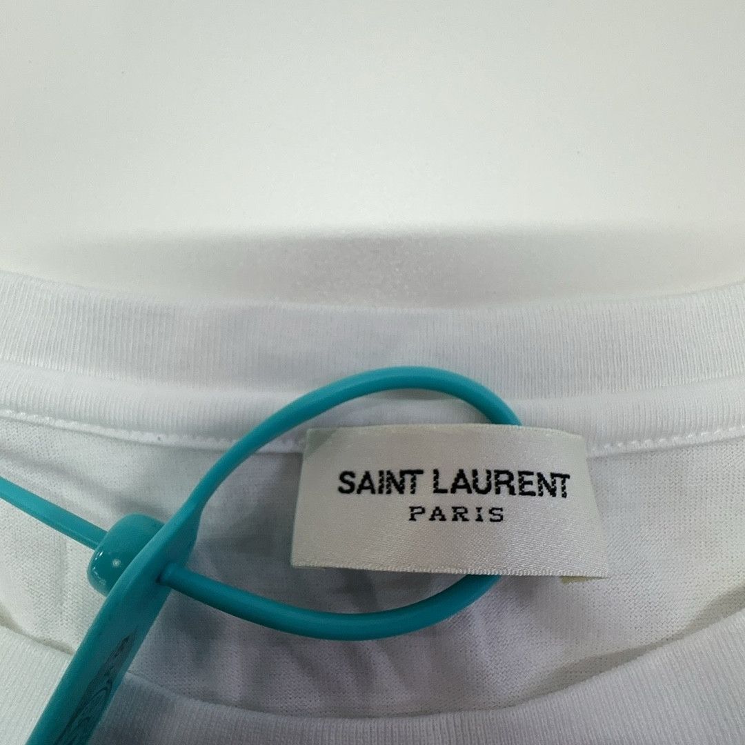 Saint Laurent Paris Saint Laurent Logo T-Shirt White Size L Size US L / EU 52-54 / 3 - 3 Thumbnail