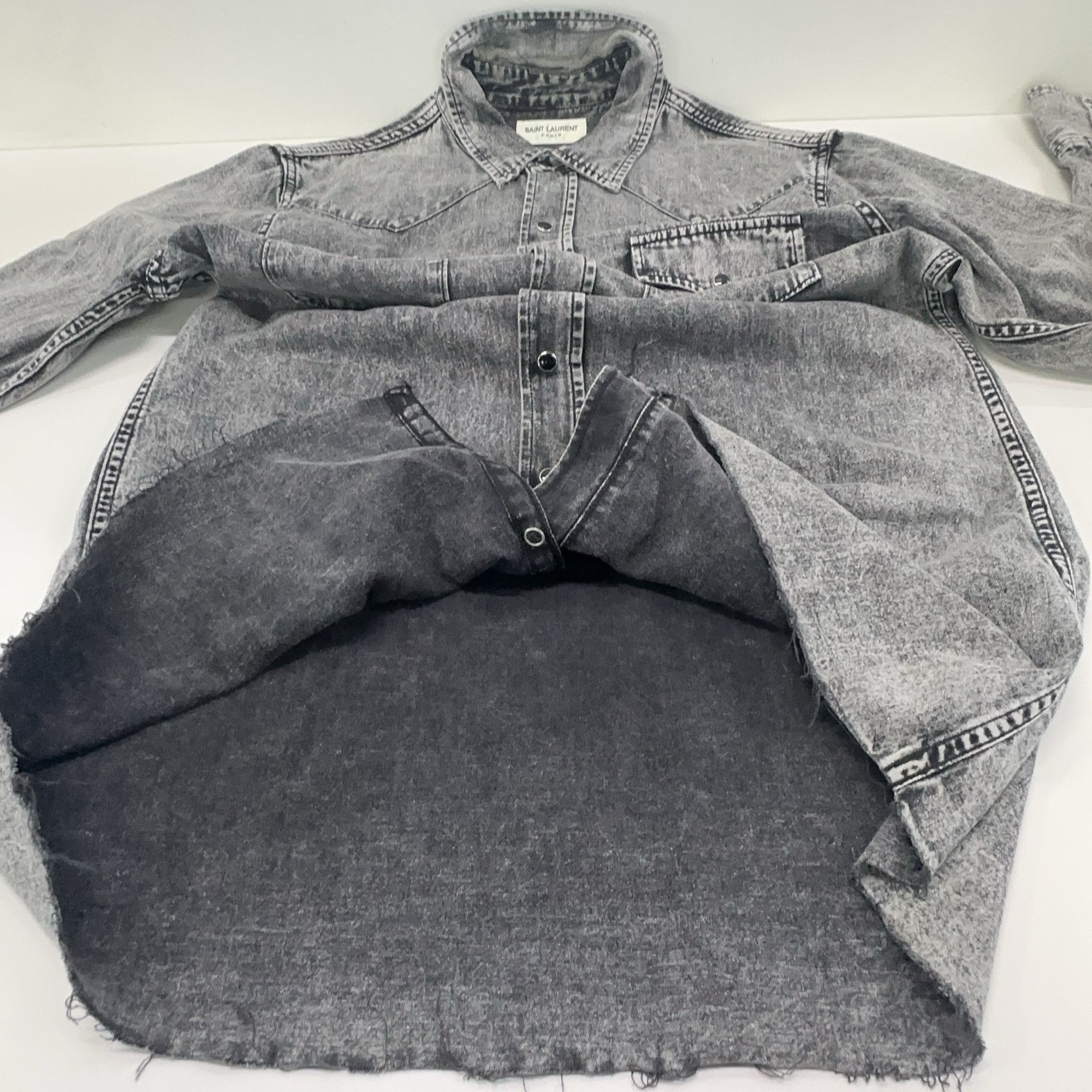 Saint Laurent Paris Saint Laurent Washed Gray Denim Shirt Size S Size US S / EU 44-46 / 1 - 10 Thumbnail