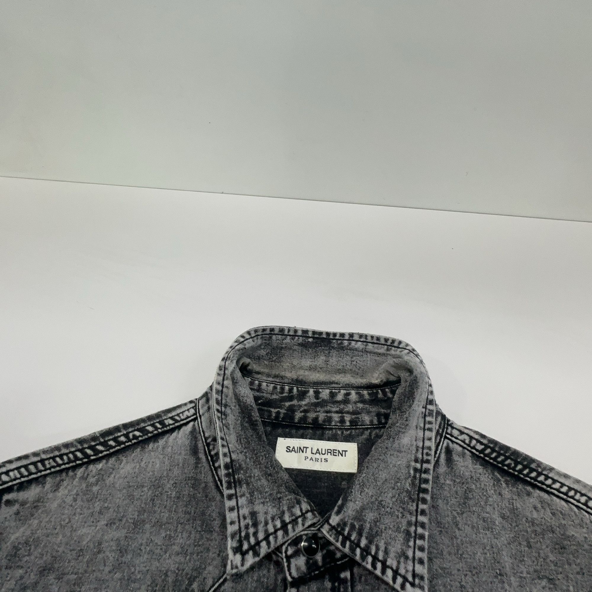 Saint Laurent Paris Saint Laurent Washed Gray Denim Shirt Size S Size US S / EU 44-46 / 1 - 8 Thumbnail