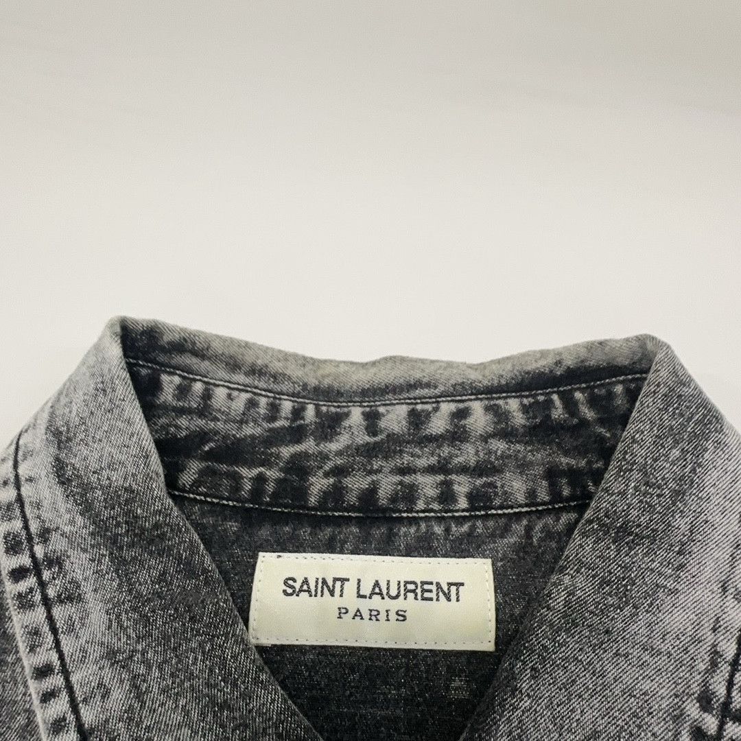 Saint Laurent Paris Saint Laurent Washed Gray Denim Shirt Size S Size US S / EU 44-46 / 1 - 7 Thumbnail