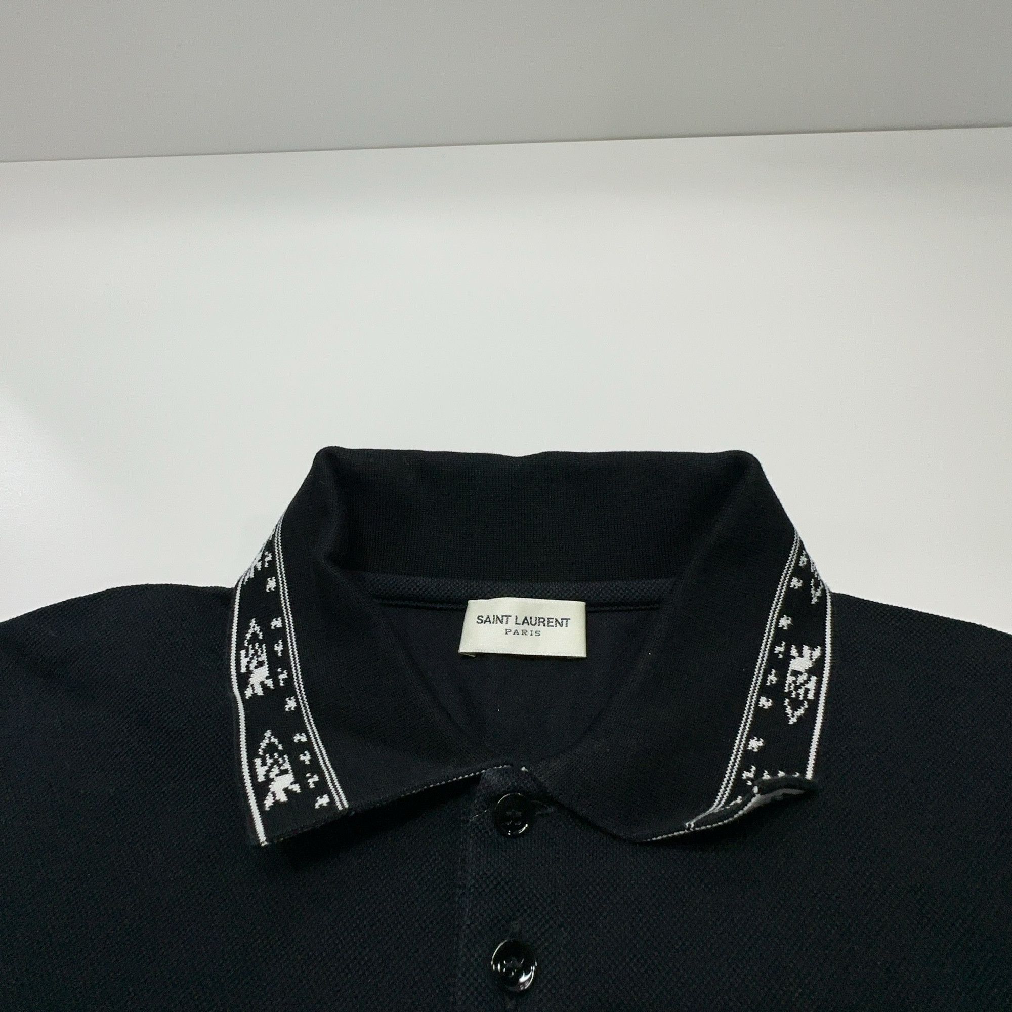 Saint Laurent Paris Saint Laurent Patterned Collar Polo Shirt L Size US L / EU 52-54 / 3 - 5 Thumbnail