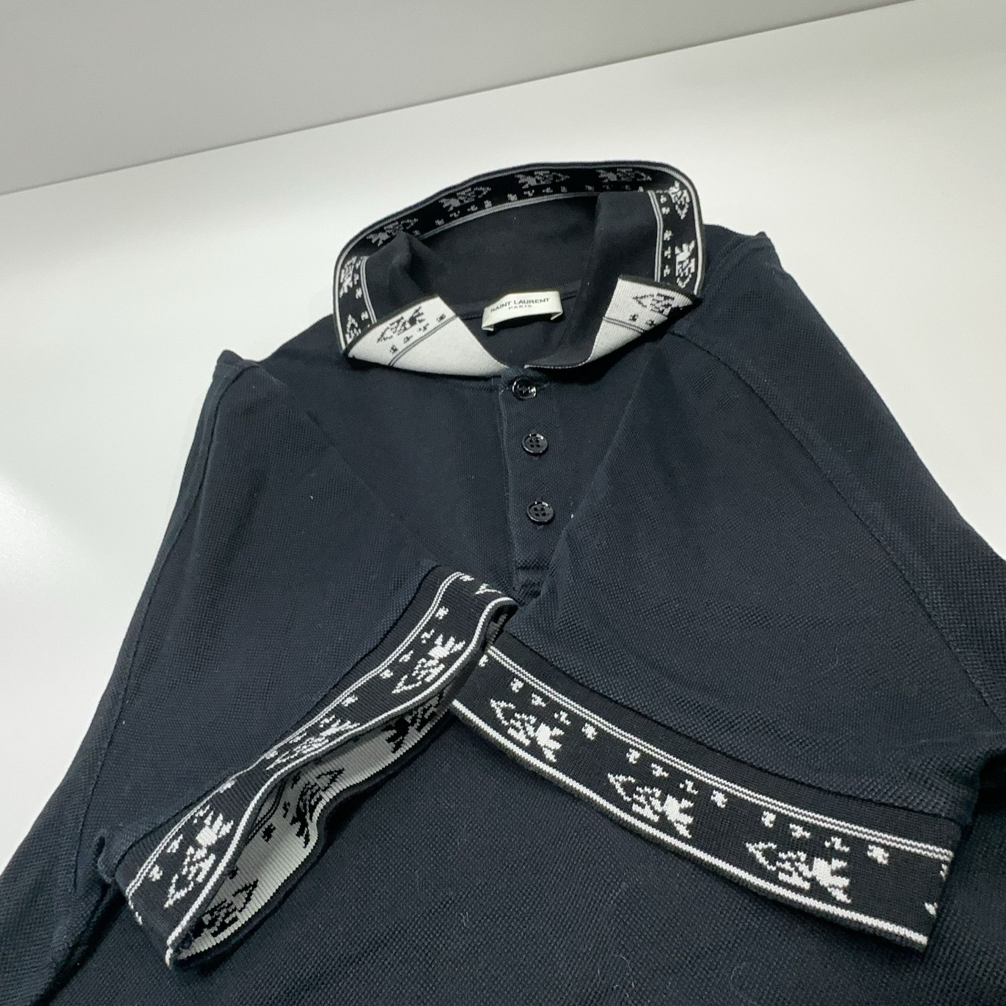 Saint Laurent Paris Saint Laurent Patterned Collar Polo Shirt L Size US L / EU 52-54 / 3 - 8 Thumbnail
