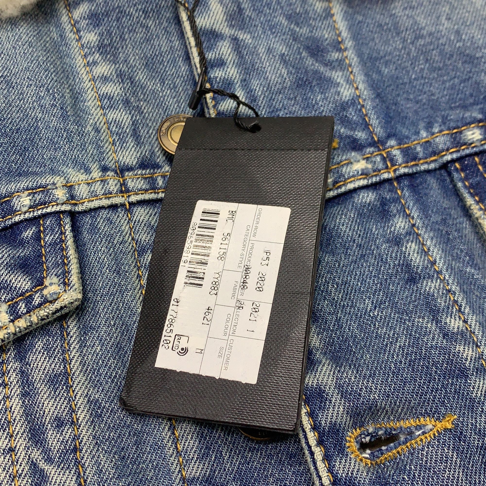 Saint Laurent Paris Saint Laurent Shearling Collar Denim Jacket Size M Size US M / EU 48-50 / 2 - 2 Thumbnail
