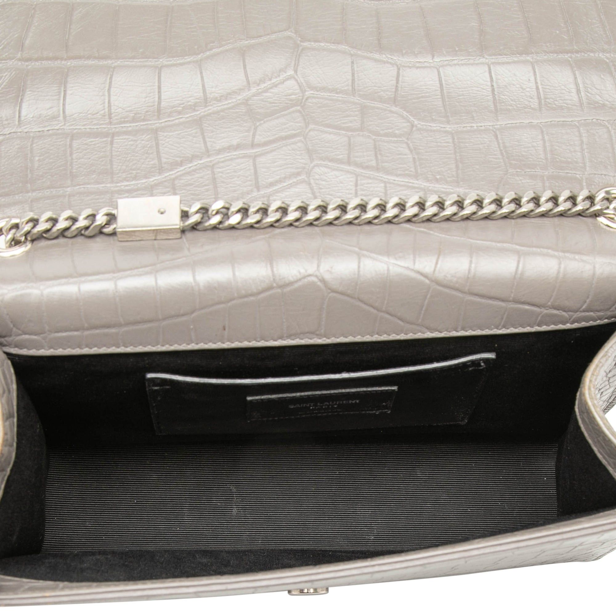 Saint Laurent Paris Medium Croc Embossed Leather Monogram Kate Tassel Crossbody Size ONE SIZE - 4 Thumbnail