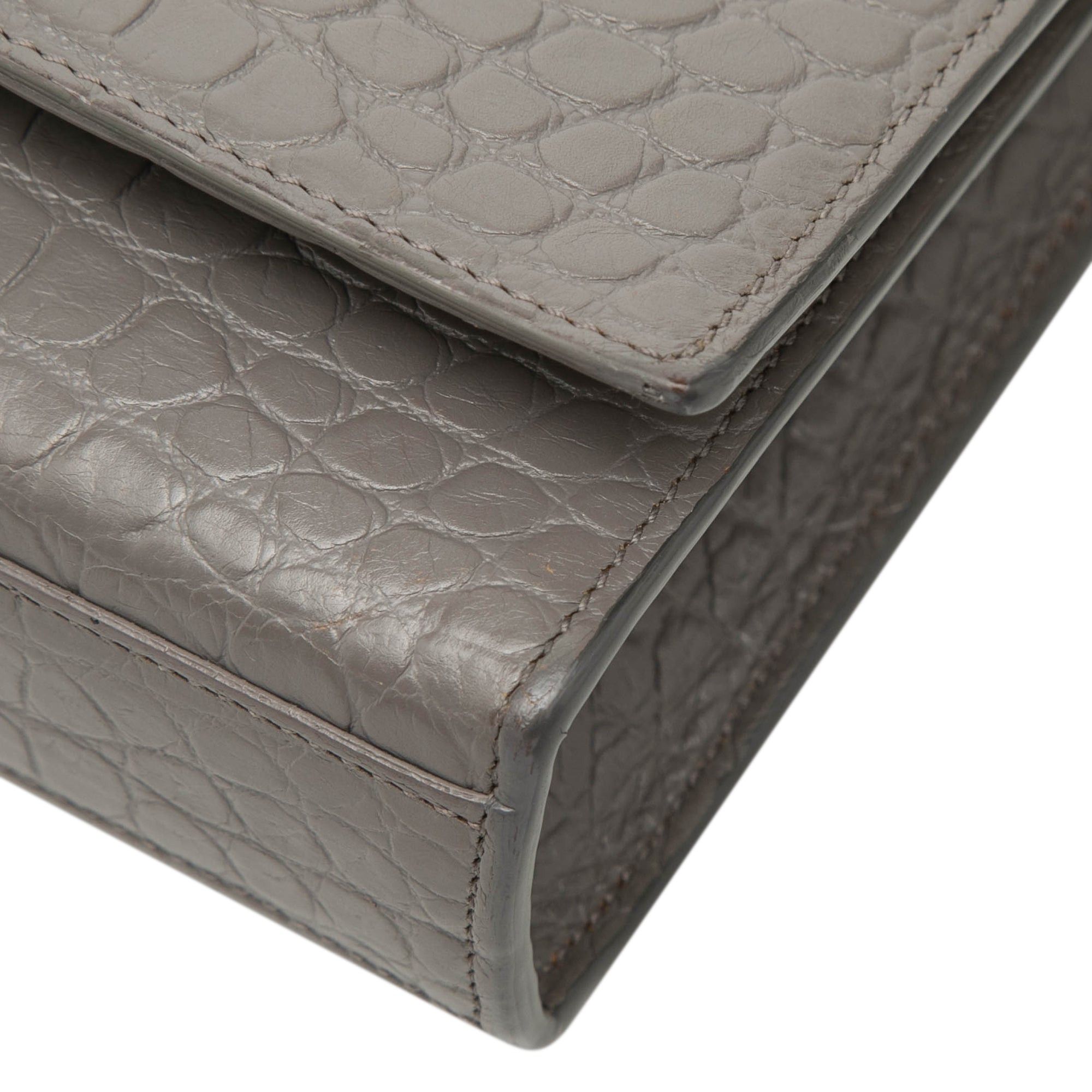 Saint Laurent Paris Medium Croc Embossed Leather Monogram Kate Tassel Crossbody Size ONE SIZE - 7 Thumbnail